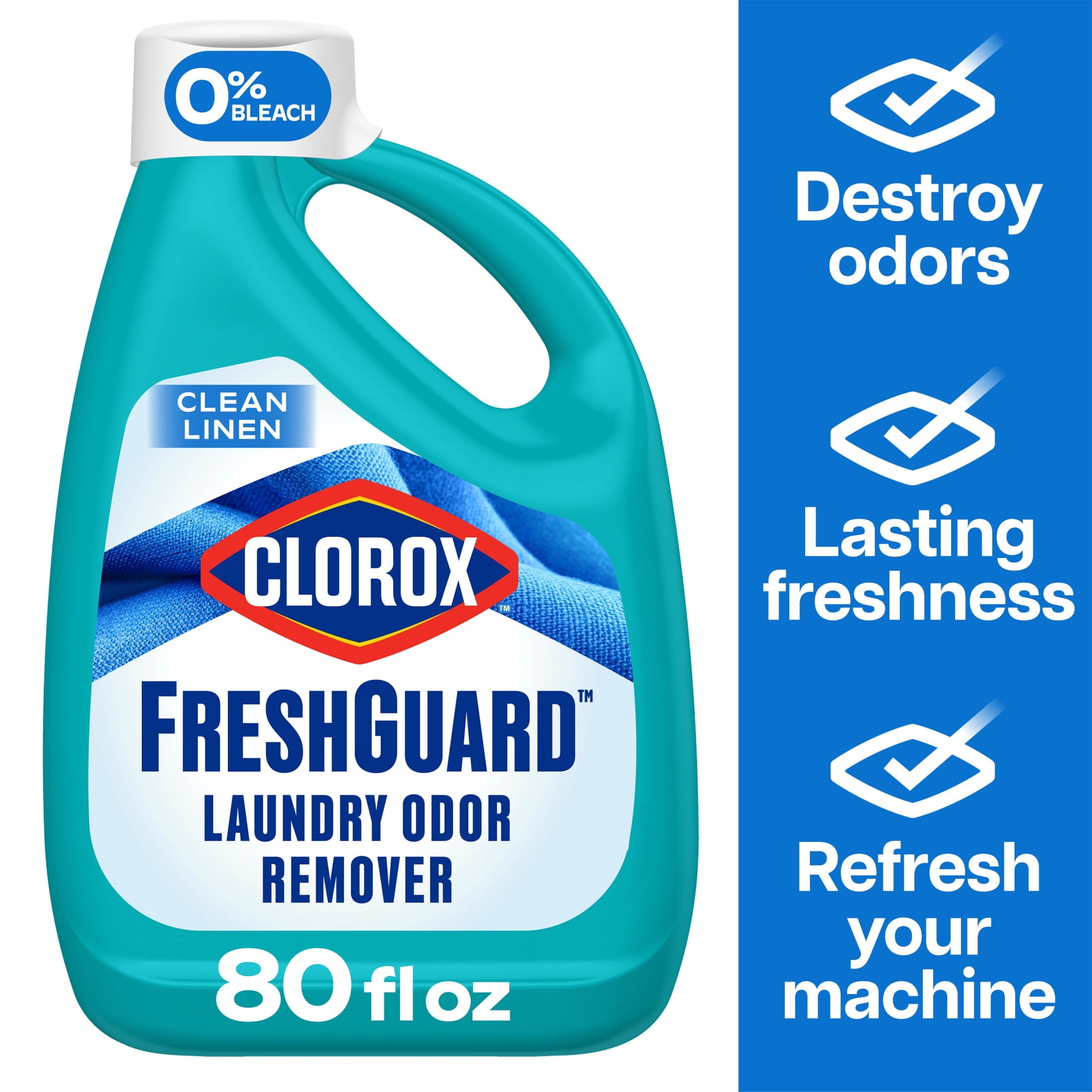 Clorox Fresh Guard Laundry Odor Remover - 0% Bleach, Color Safe, Clean Linen Scent, 80 fl oz