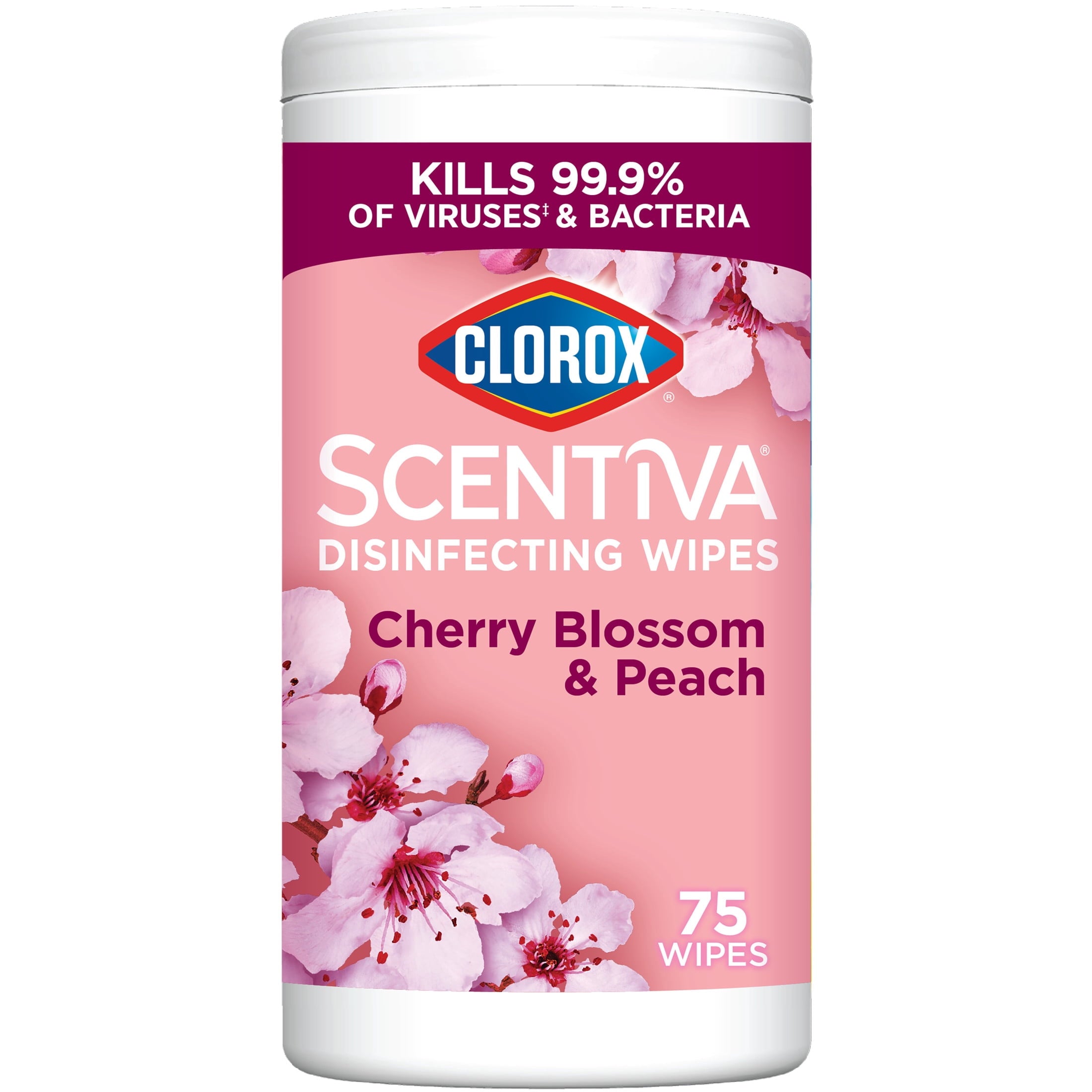 Clorox Scentiva Disinfecting Wipes - Cherry Blossom and Peach, 75 Count