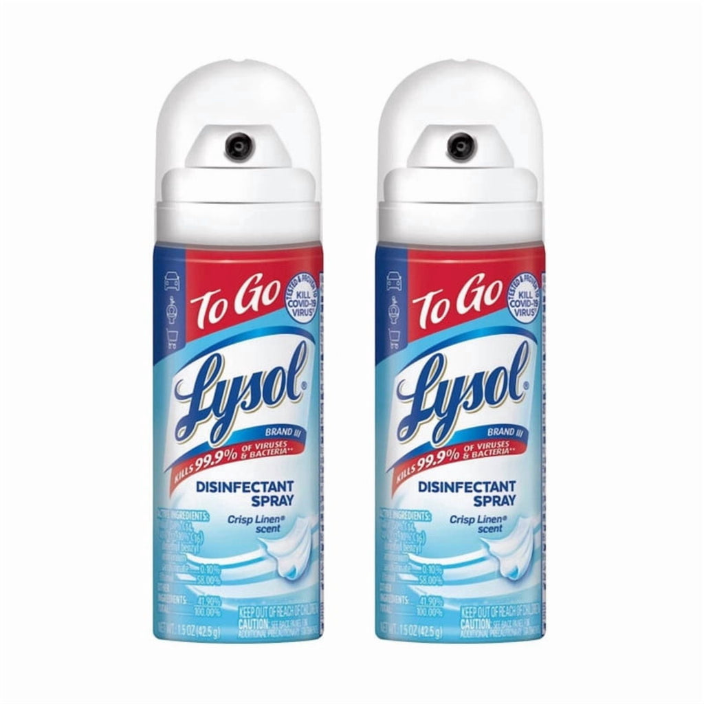 Lysol Crisp Linen Disinfectant Spray To Go 1.5 oz - 2 Pack