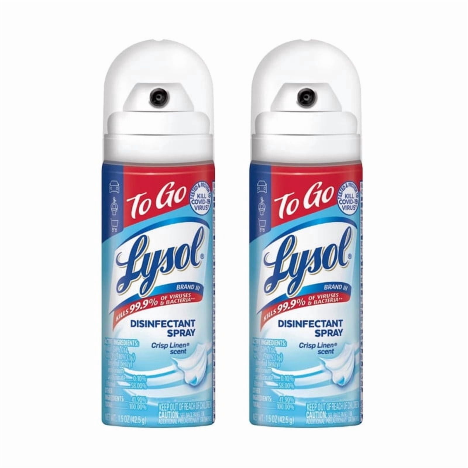 Lysol Crisp Linen Disinfectant Spray To Go 1.5 oz - 2 Pack