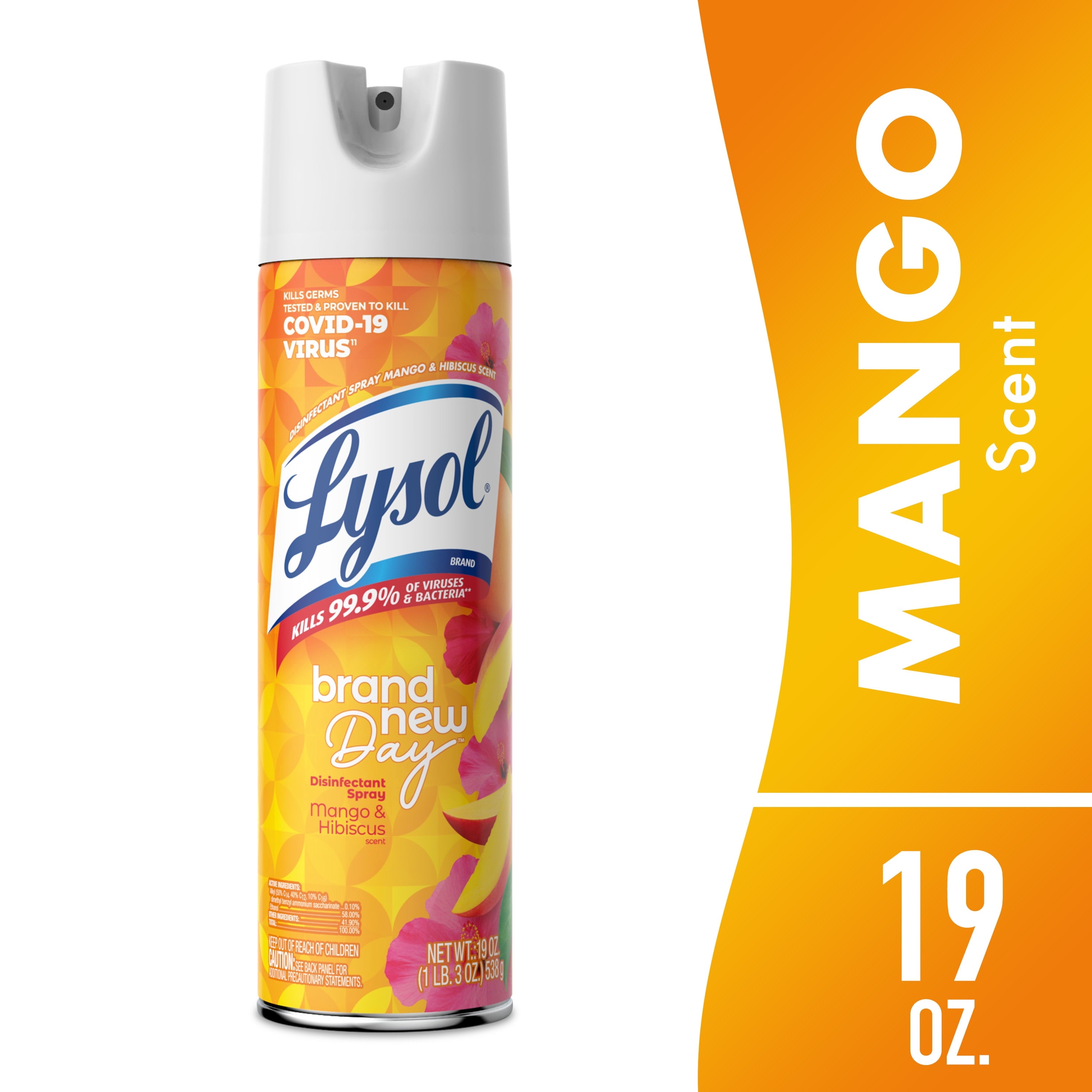 Lysol Brand New Day Disinfectant Spray - Sanitizing and Antibacterial Spray, Deodorizer, Mango & Hibiscus, 19 oz