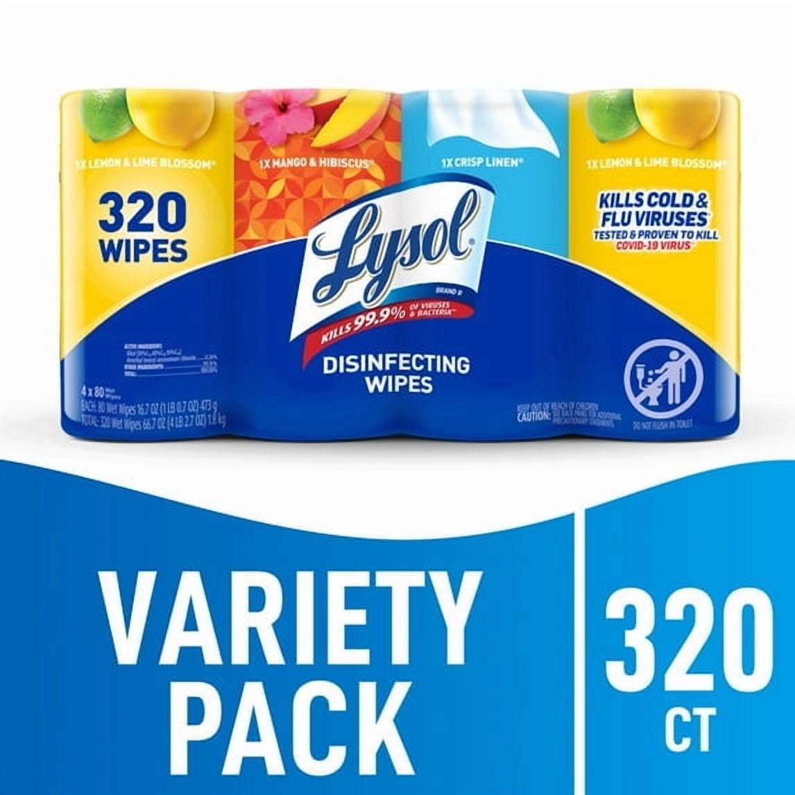 Lysol® Disinfectant Wipes Bundle - Multi-Surface Antibacterial Cleaning Wipes, For Disinfecting & Cleaning, 320 count