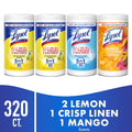 Lysol Disinfecting Wipes - All-Purpose Cleaner, Multi Surface Antibacterial Cleaning Wipes, Cleaning Supplies, Lemon + Mango & Hibiscus + Crisp Linen Scent, 80 Count Each (Pack of 4)