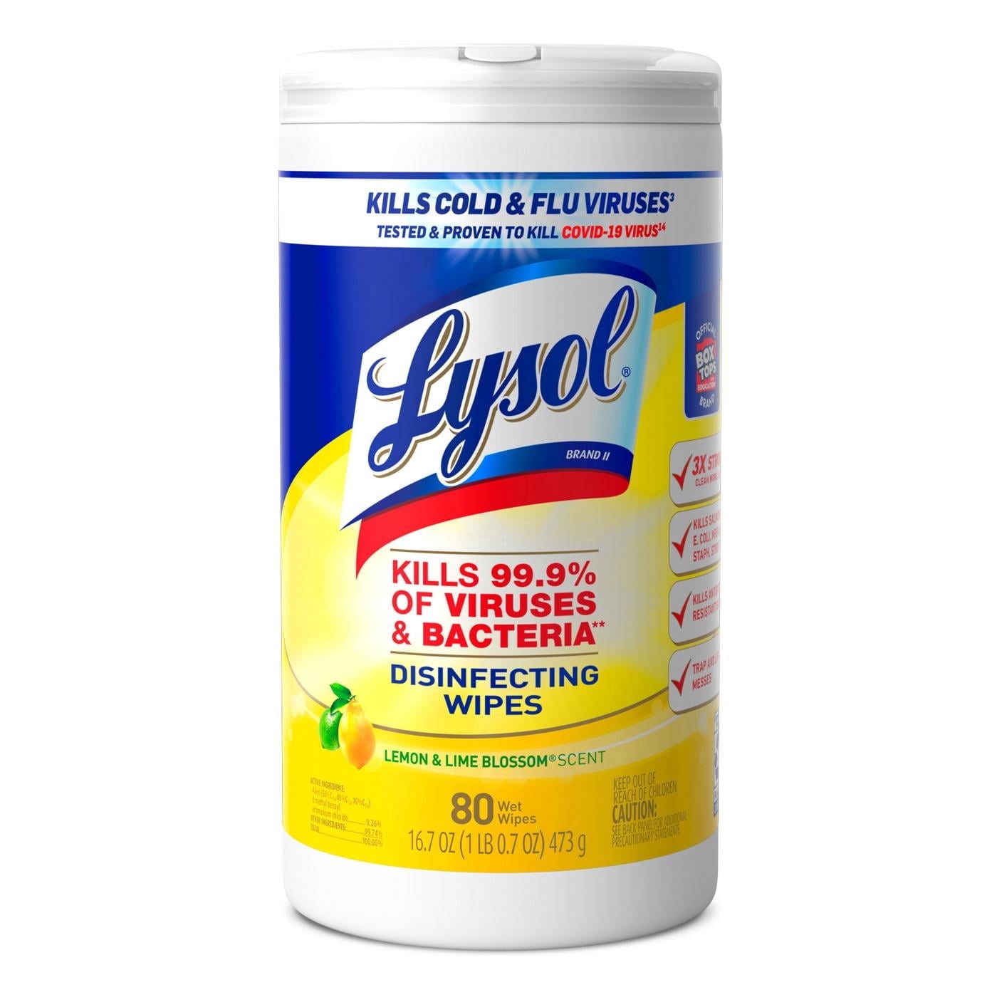 Lysol Disinfecting Wipes - Multi-Surface Antibacterial Cleaning Wipes, Lemon & Lime Blossom - 80 Count