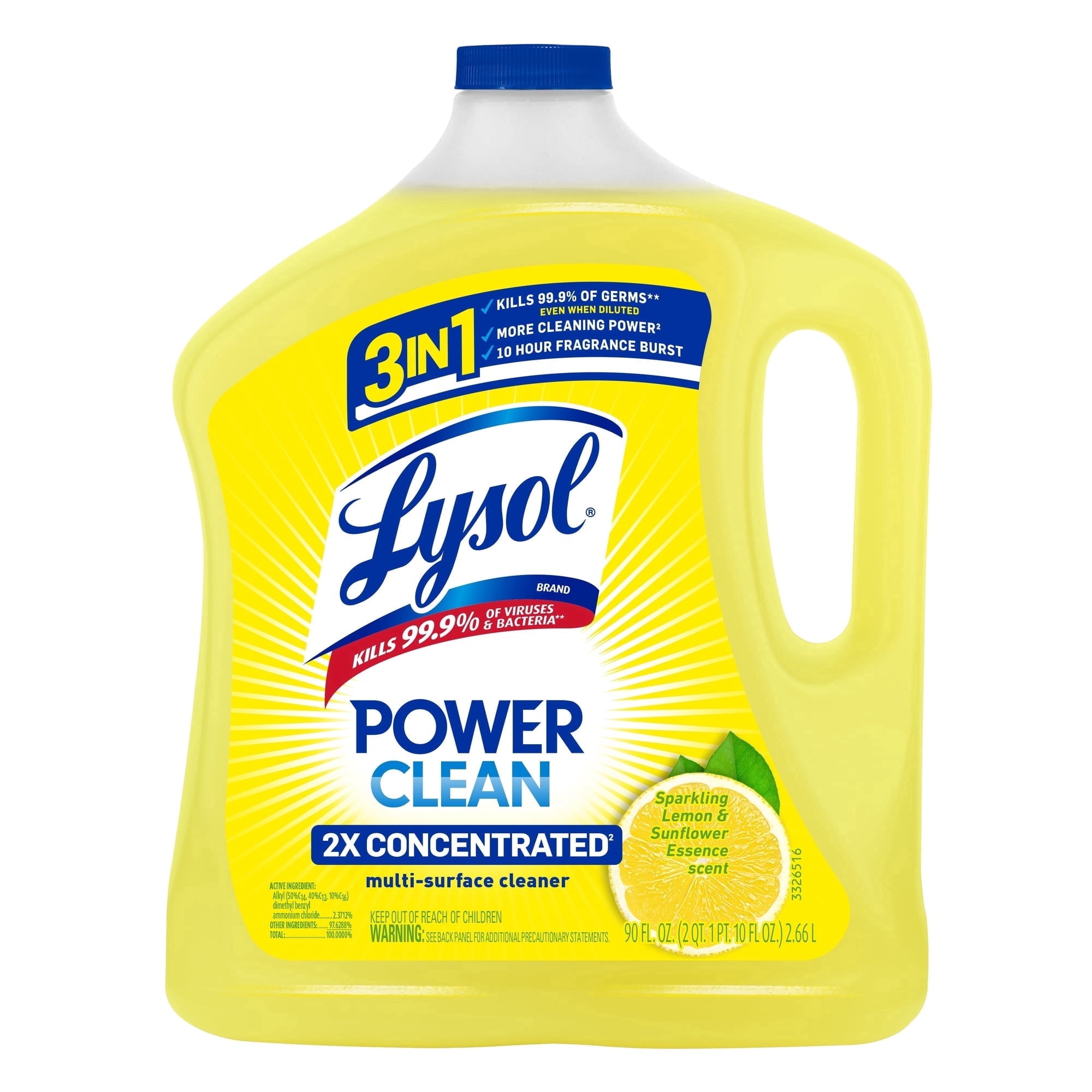 Lysol® Multi-Surface Cleaner 2X Concentrated - Pourable Sparkling Lemon & Sunflower Essence 4/90 oz.
