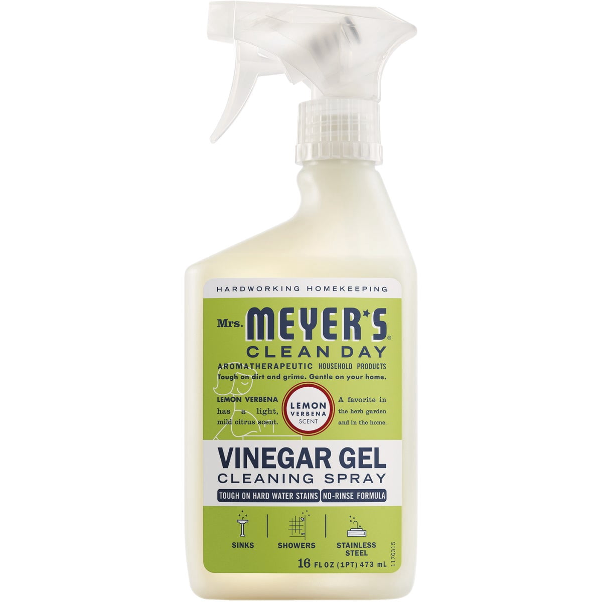 MRS. MEYER'S CLEAN DAY Vinegar Gel Cleaning Spray - Bathroom Use, No-Rinse Formula, Lemon Verbena, 16 Fl Oz, Pack of 1
