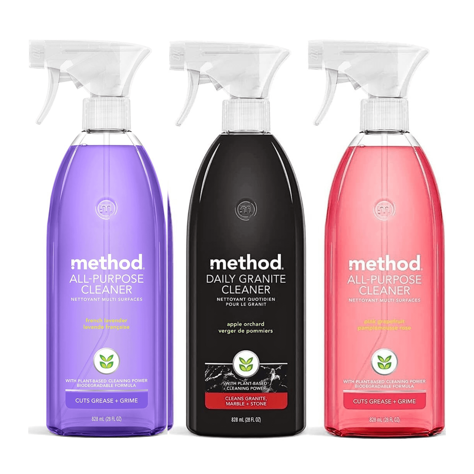 Method Multi-Surface Cleaner Variety - 1 Pink Grapefruit, 1 French Lavender, 1 Apple Orchard, 28 oz Each, 1 Count