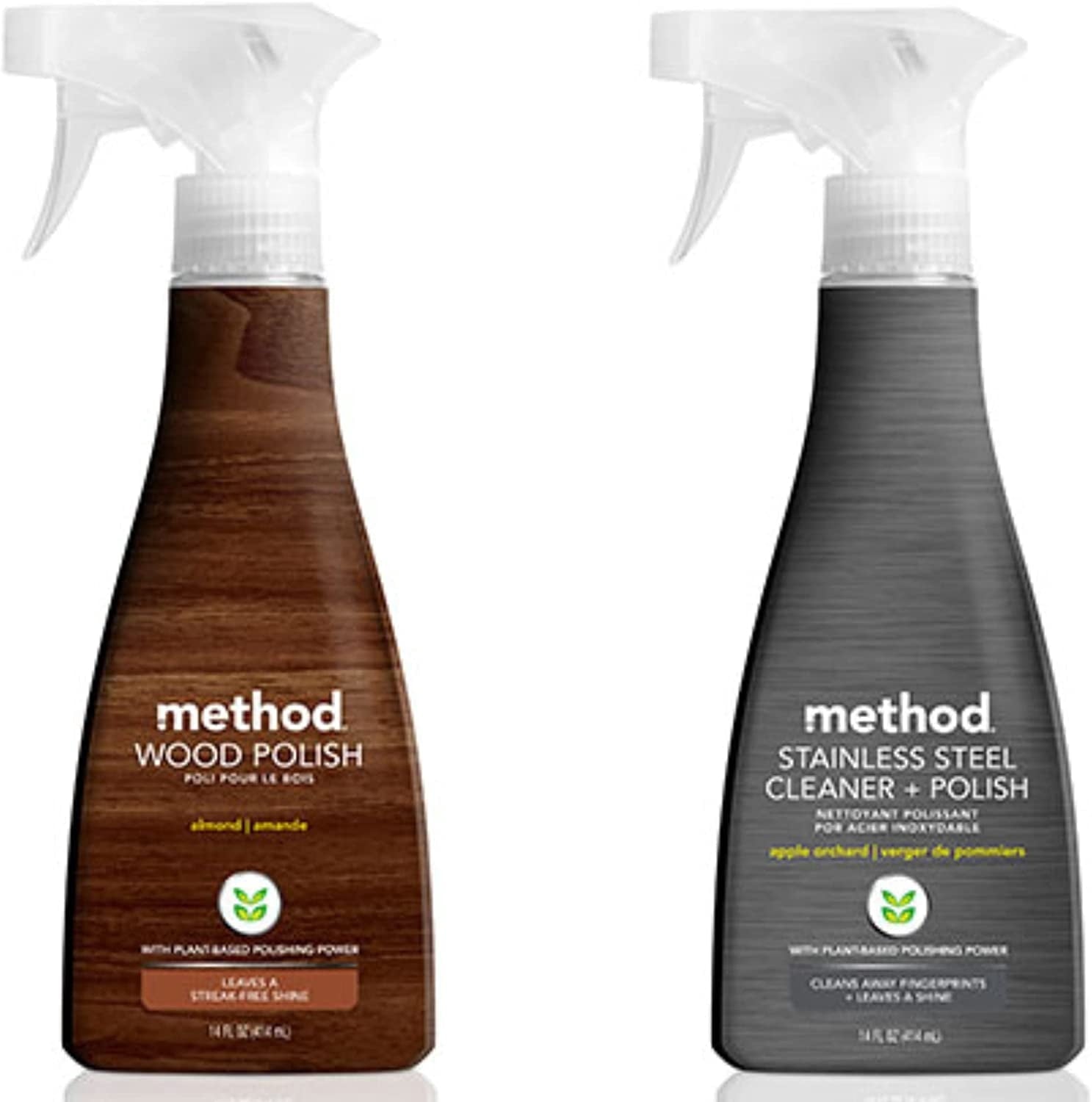 Method Stainless Steel Cleaner and Wood Polish Variety - 14 oz Each, 1 Count