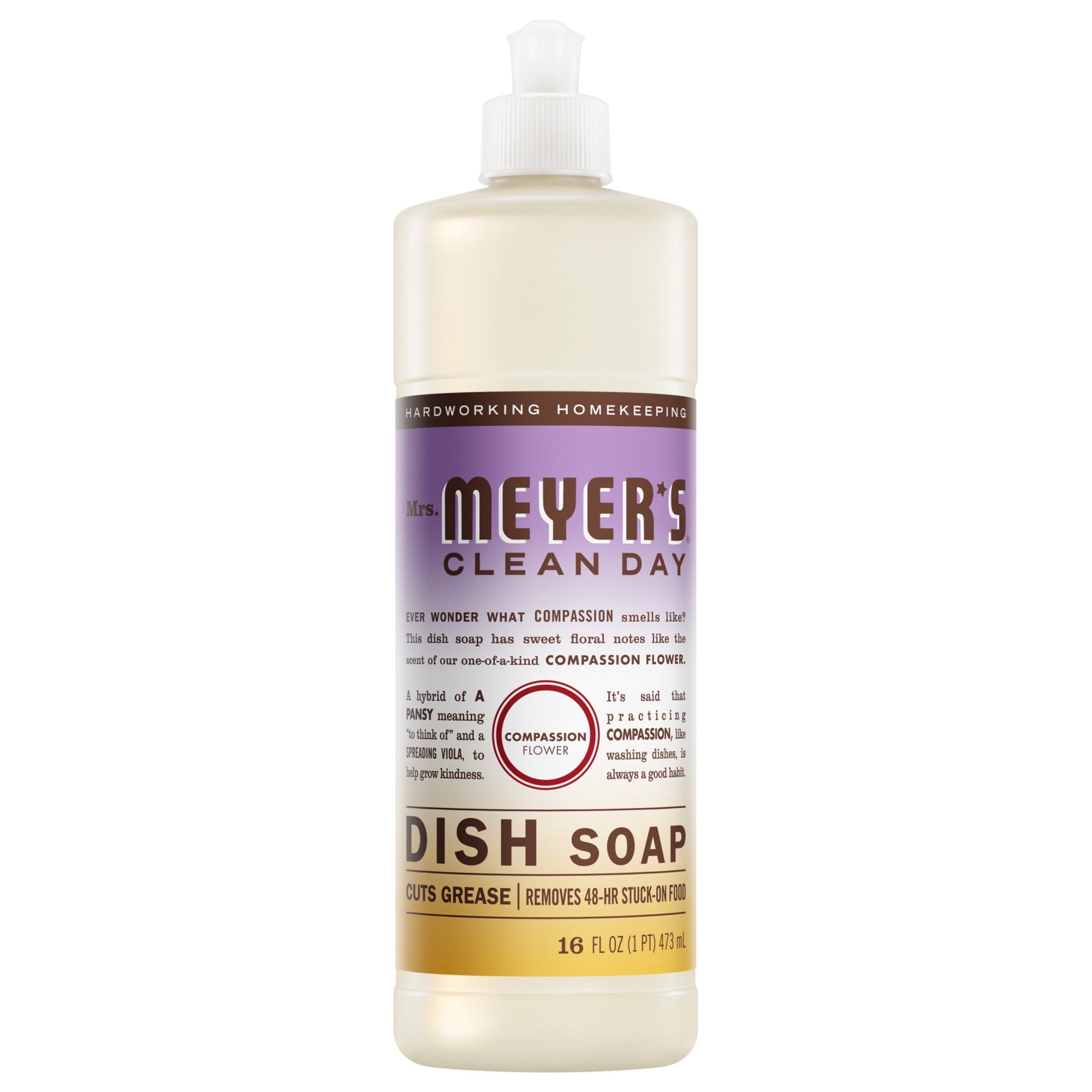 Mrs. Meyer's Clean Day Liquid Dish Soap - Compassion Flower Scent, 16 Fl Oz Bottle