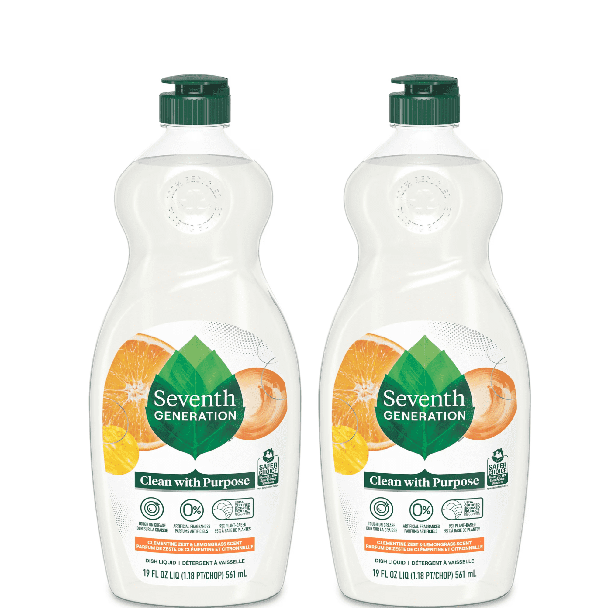 Seventh Generation Dish Soap Liquid - Clementine Zest & Lemongrass, 19 fl oz