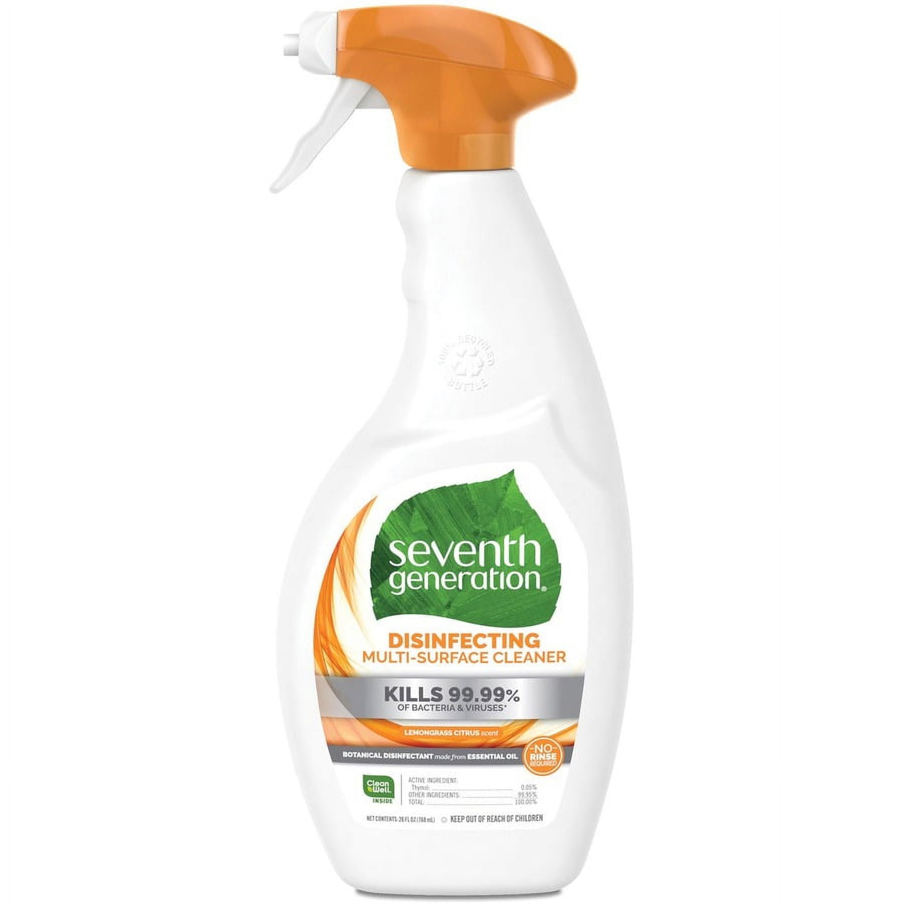 Seventh Generation Disinfecting Multi-Surface Cleaner - Spray - 26 oz (1.62 lb) - Lemongrass Citrus Scent - 1 Each - Bundle of 5 Each
