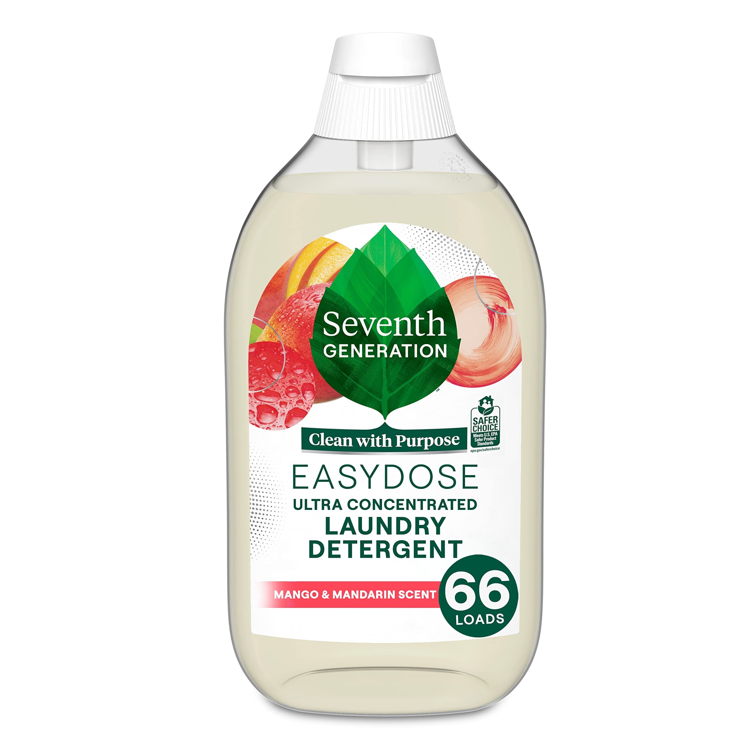 Seventh Generation EasyDose Laundry Detergent - Ultra Concentrated: 66 Loads, Mango & Mandarin Scent, 23.1 Fl Oz