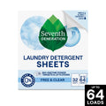 Seventh Generation Sensitive Skin Laundry Detergent Sheets - Free & Clear, 64 Loads