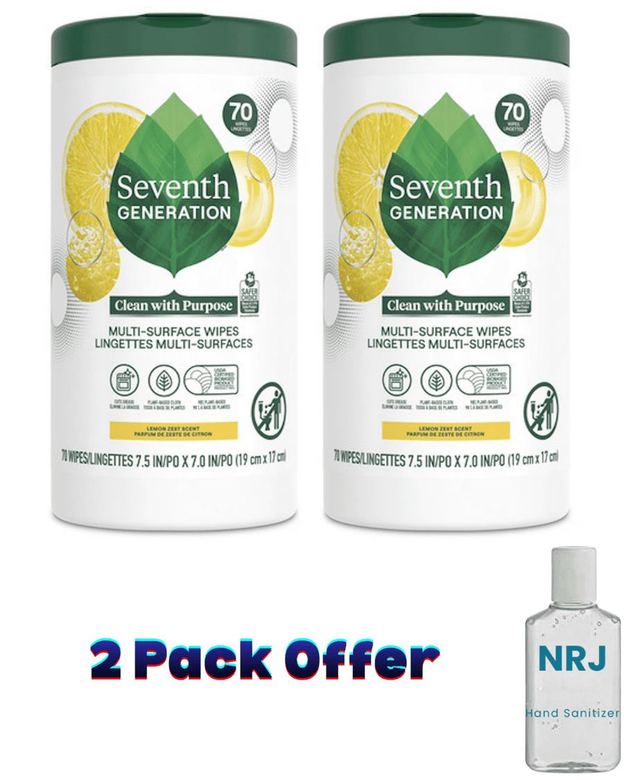 Seventh Generation Multi Surface All-Purpose Cleaning Wipes - Lemon Zest, 70 Count