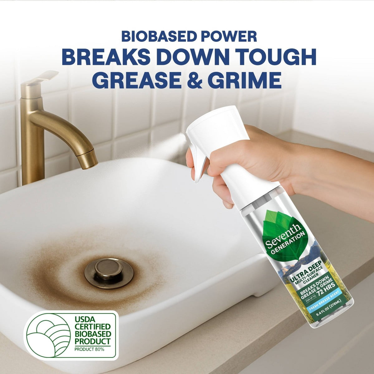 Seventh Generation Fresh Ultra Deep Multi Surface All-Purpose Cleaners - 9.4 fl oz: Liquid - Spray Bottle, Mirrors, Granite
