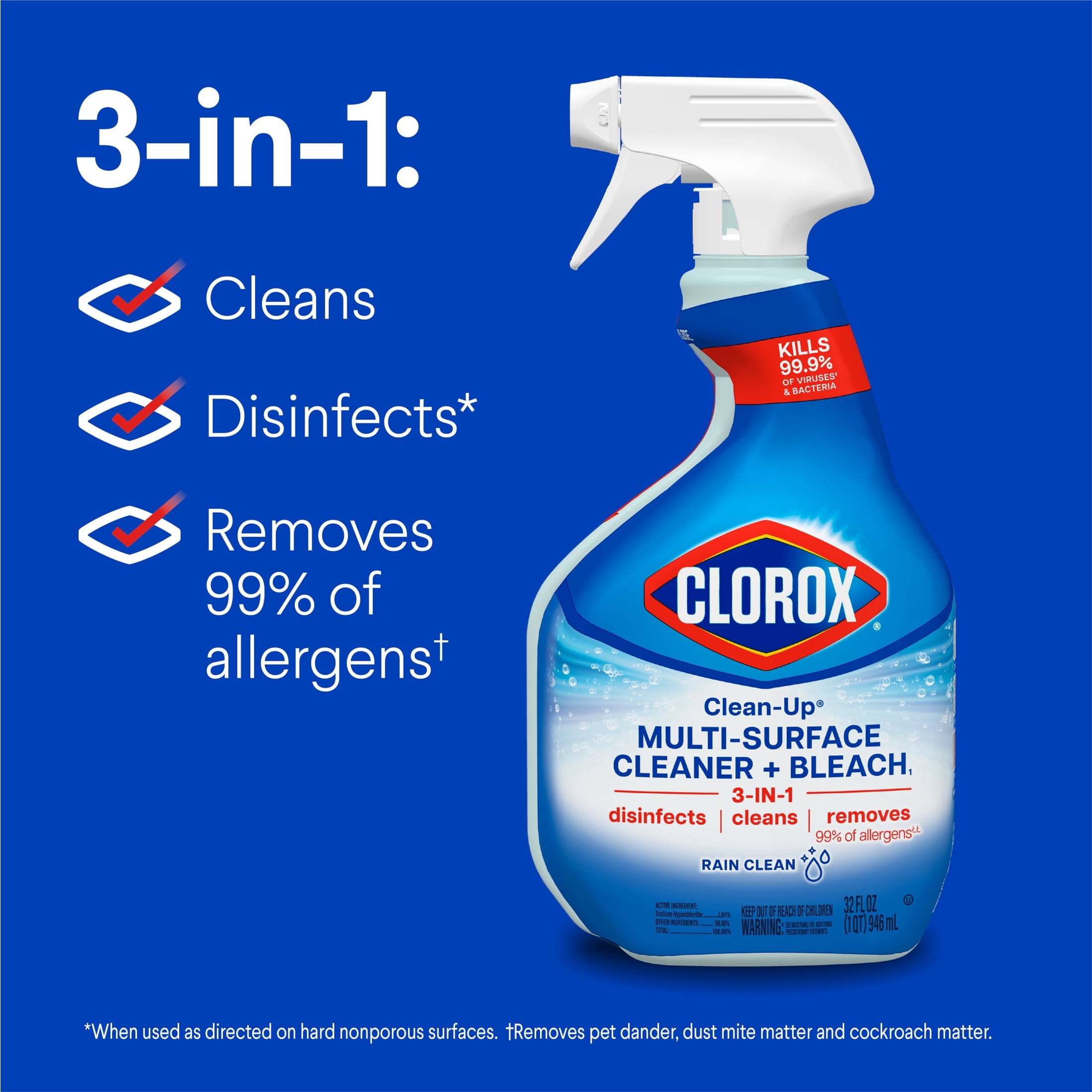 Clorox Clean-Up All-Purpose Cleaner Spray with Bleach - Rain Clean, 32 fl oz
