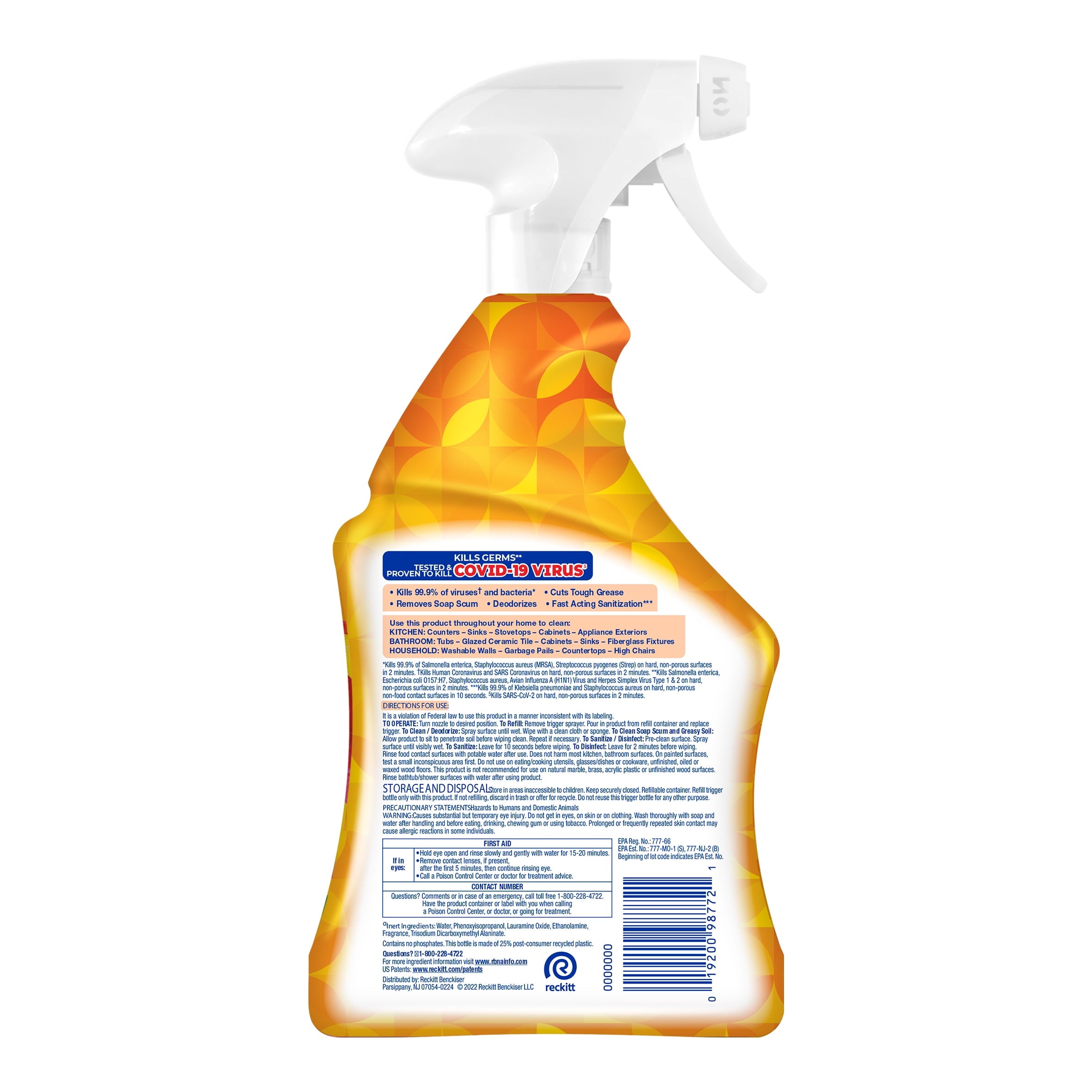 Lysol All-Purpose Cleaner - Sanitizing and Disinfecting Spray, To Clean and Deodorize, Mango & Hibiscus Scent, 32Oz (Pack of 2)