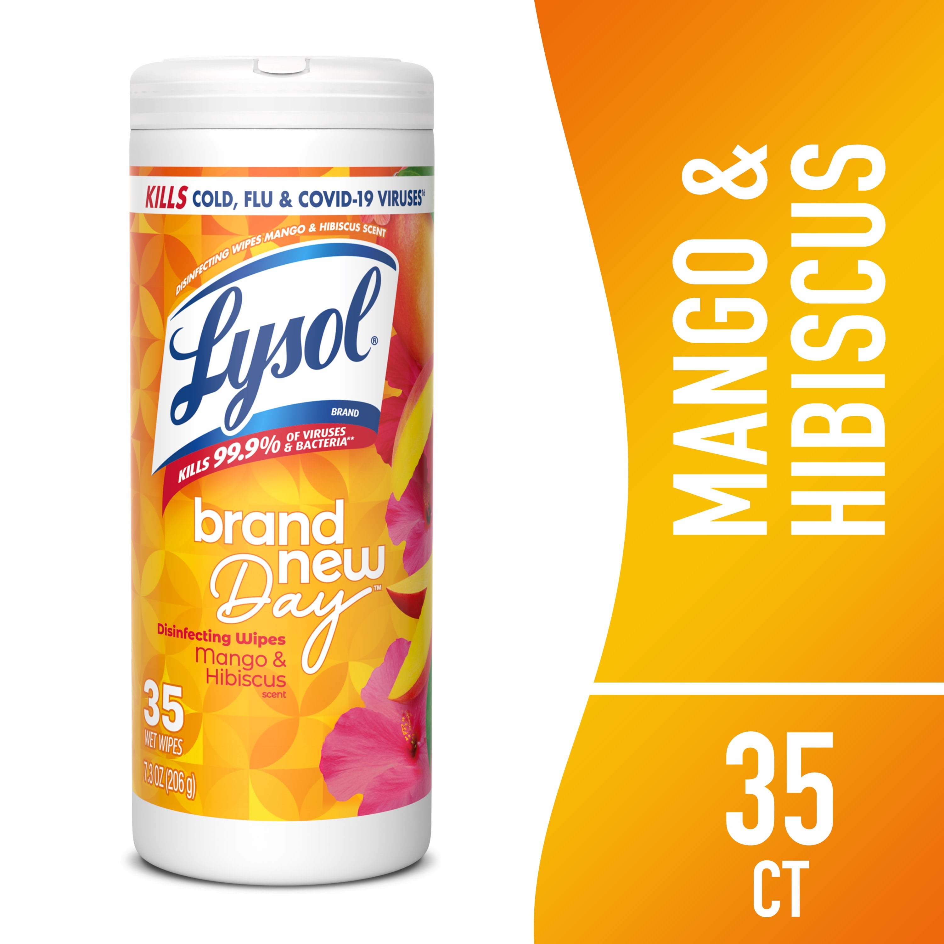 Lysol Disinfecting Wipes - All-Purpose Cleaner, Multi Surface Antibacterial Cleaning Wipes, Cleaning Supplies, Mango & Hibiscus Scent, 35 Count - 3-Pack