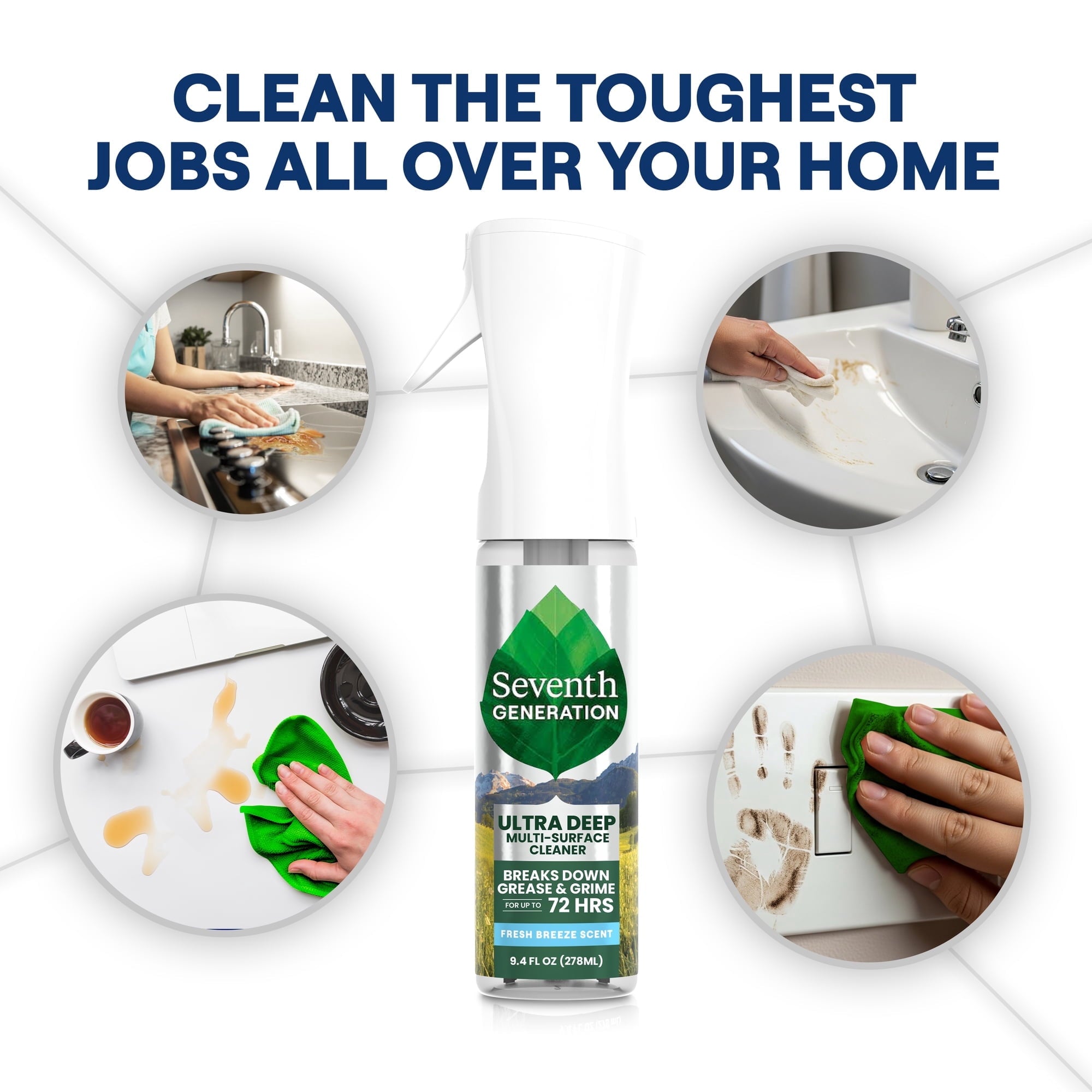 2 PACK Seventh Generation Ultra Deep Multi‑Surface Cleaner - Fresh Breeze, 9.4 fl oz
