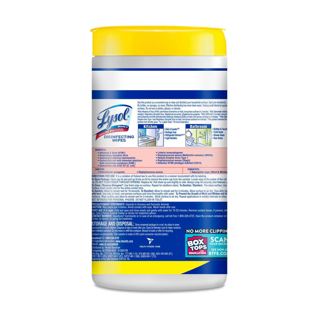 Lysol Disinfecting Wipes - Multi-Surface Antibacterial Cleaning Wipes, Lemon & Lime Blossom - 80 Count