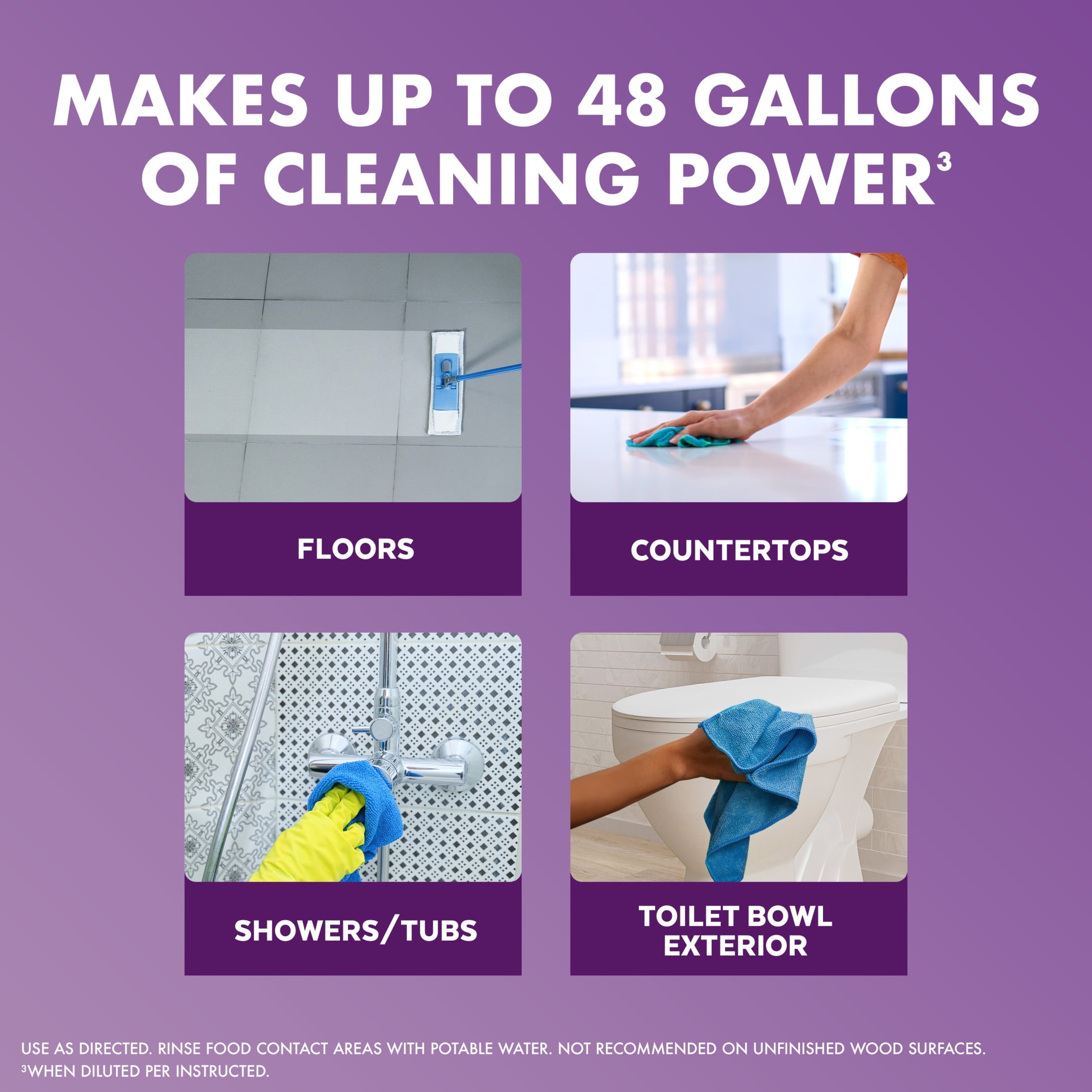 Lysol All-Purpose Cleaner - 2X Concentrated Multi-Surface Disinfectant Floor Cleaner for Mopping Solution, for Bathroom & Kitchen, Lavender & Cotton Blossom, 48 fl oz - 2-Pack