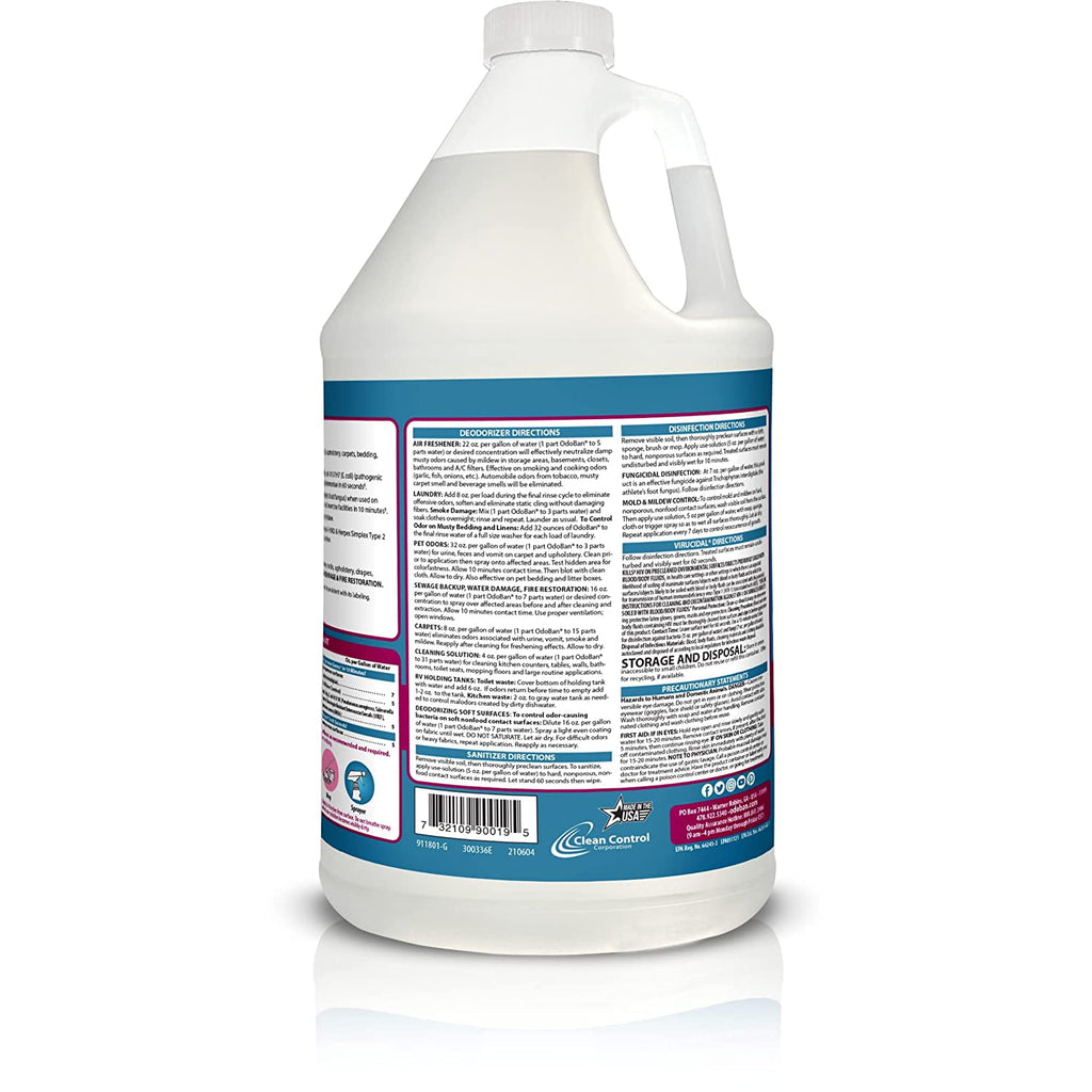 OdoBan Disinfectant Concentrate and Odor Eliminator - 4 Gallons, Cotton Breeze Scent