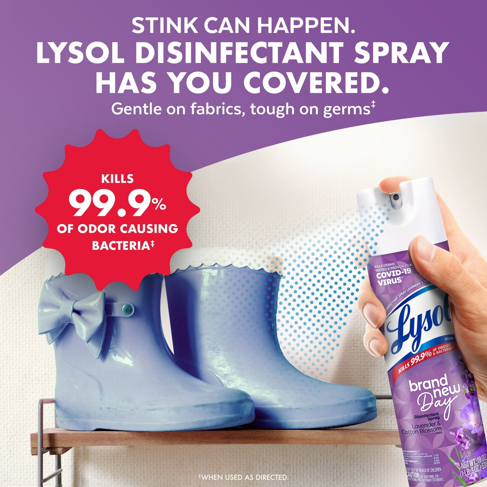 Lysol Disinfectant Spray - Sanitizing and Antibacterial Spray, Lavender & Cotton Blossom, 19 oz