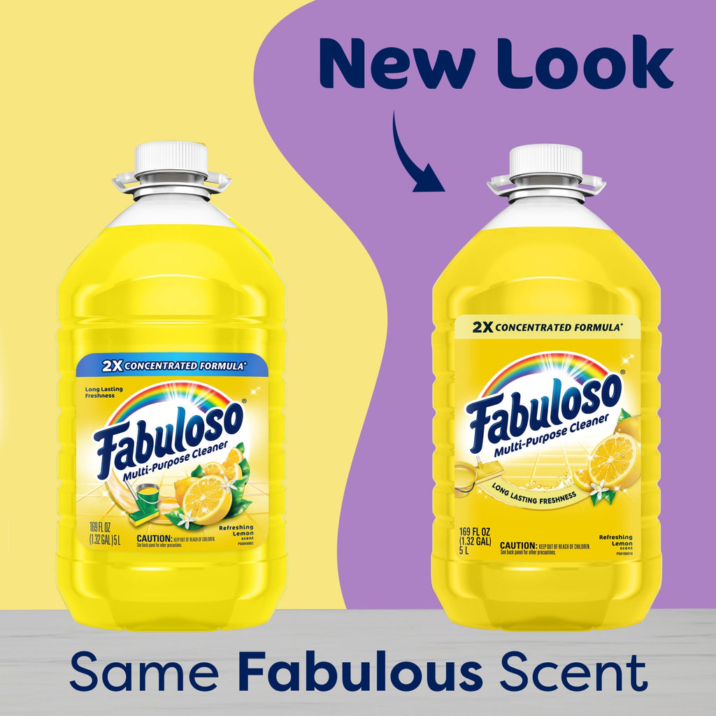 Fabuloso 2X Multi-Purpose Cleaner - No Rinse Floor Cleaner, Refreshing Lemon Scent, 169 fl oz