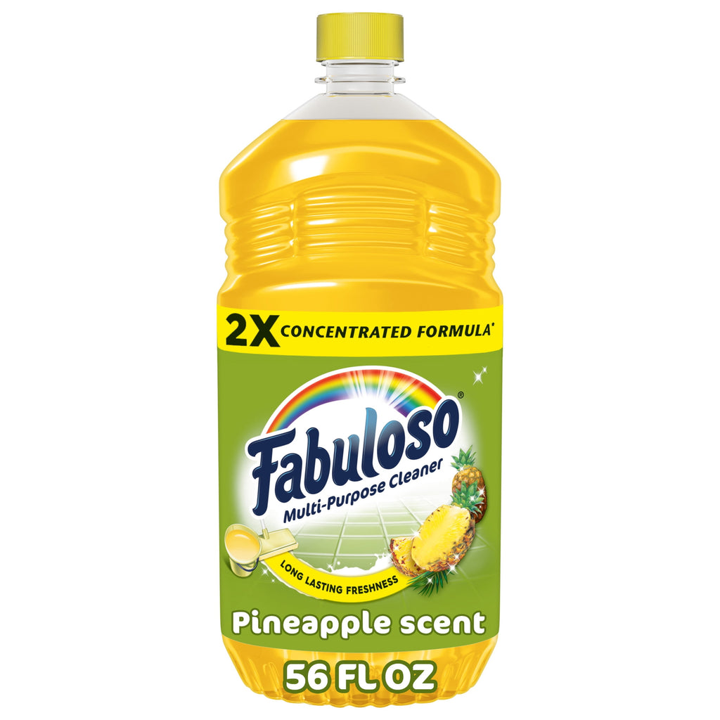 Fabuloso 2X Multi-Purpose Cleaner - No Rinse Floor Cleaner, Long-Lasting Freshness, Pineapple Scent, 56 fl oz - 2-Pack
