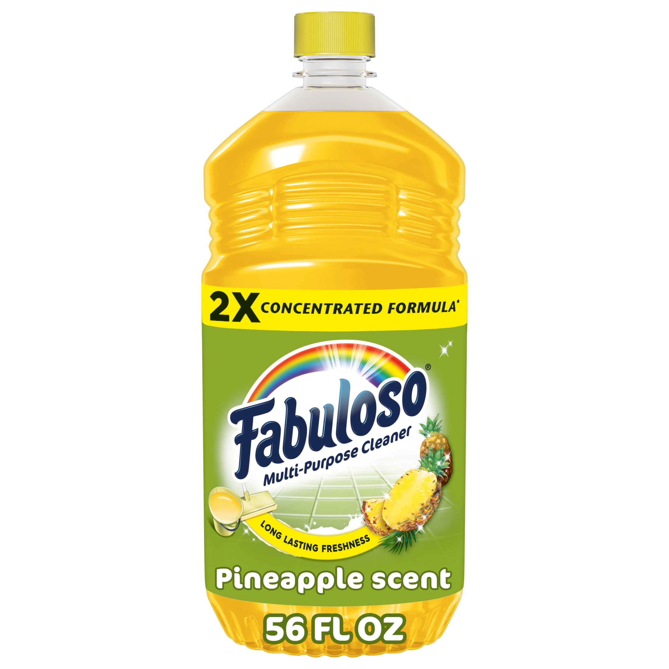 Fabuloso 2X Multi-Purpose Cleaner - No Rinse Floor Cleaner, Long-Lasting Freshness, Pineapple Scent, 56 fl oz - 2-Pack