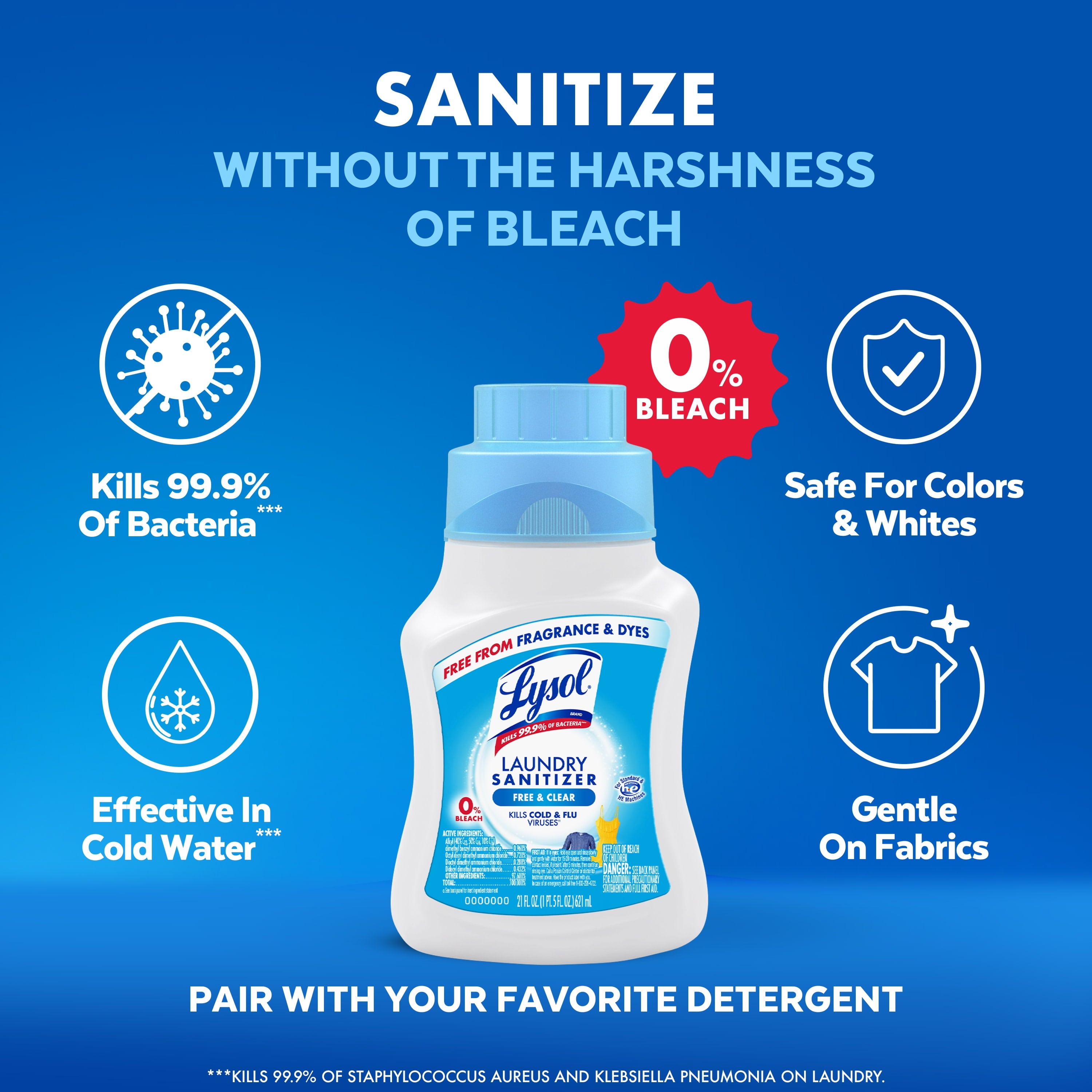 Lysol Laundry Sanitizer Additive - Odor Eliminating Liquids for Clothes and Linens, Unscented, 41 oz