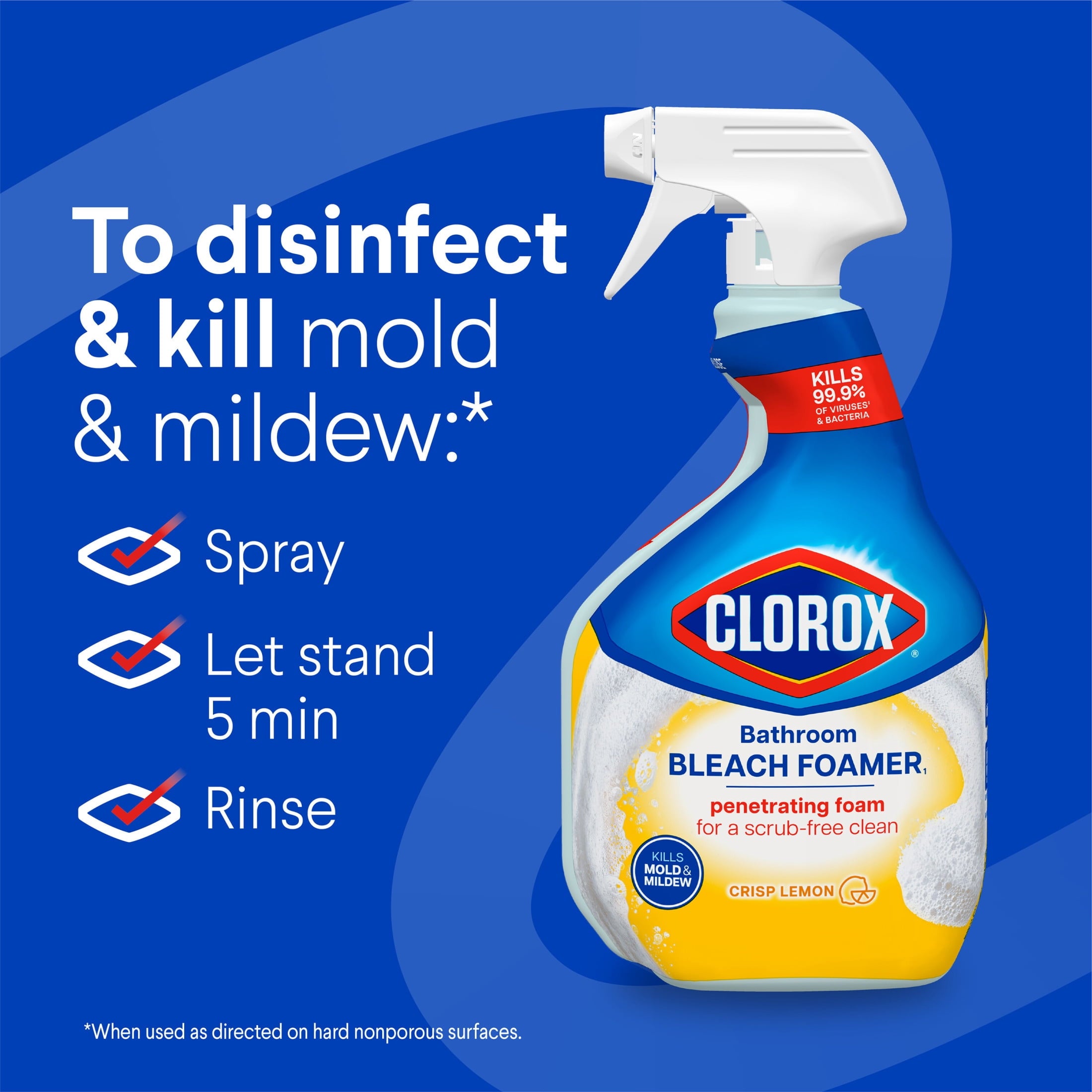 Clorox Bleach Foamer Bathroom and Shower Cleaner Spray - Crisp Lemon, 30 fl oz