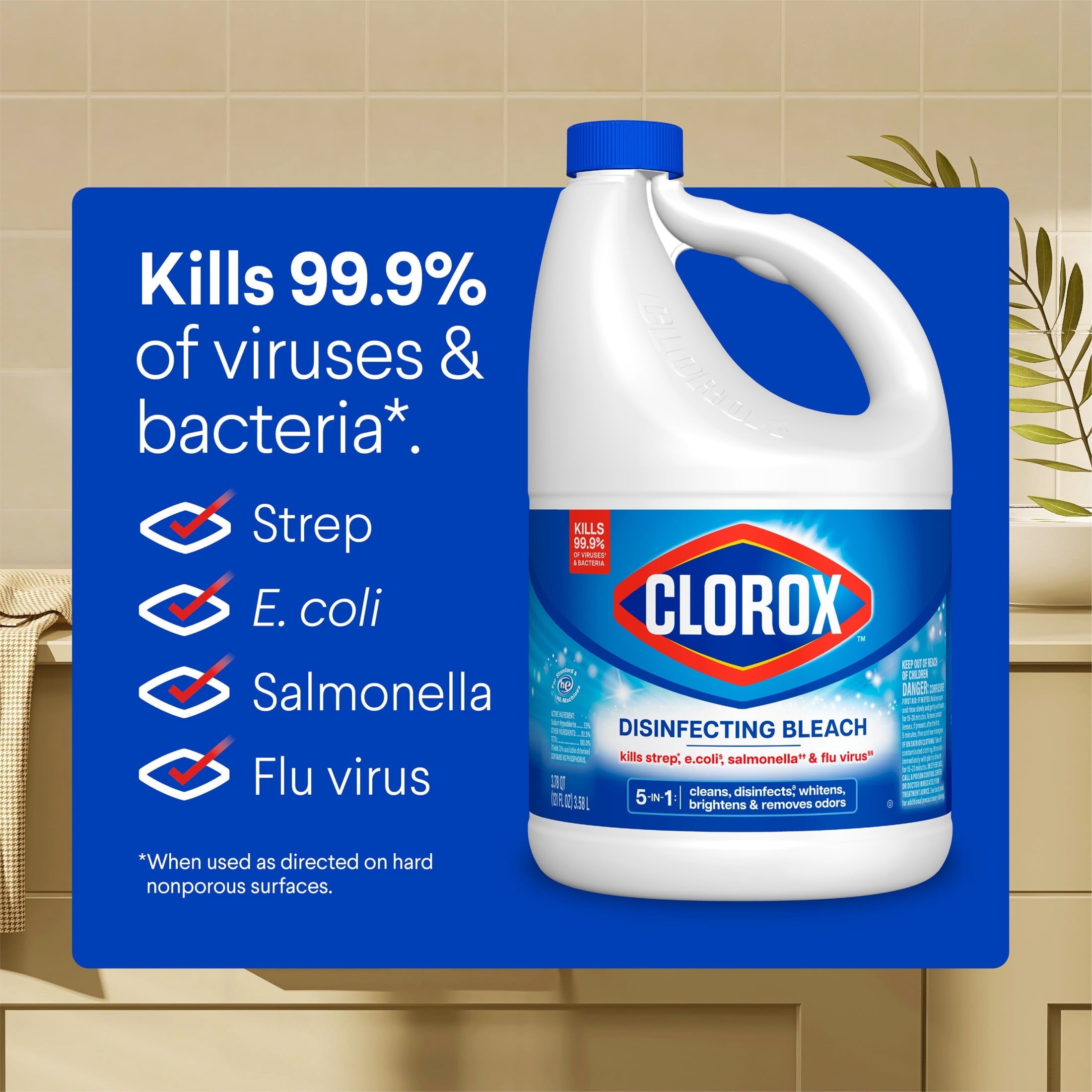 Clorox Disinfecting Liquid Bleach Cleaner - Regular Scent, 121 fl oz