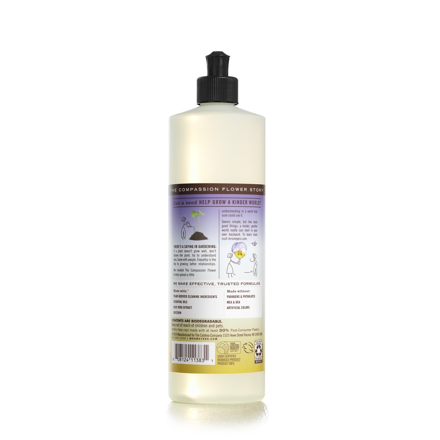 Mrs. Meyer's Clean Day Liquid Dish Soap - Compassion Flower Scent, 16 Fl Oz Bottle - 3-Pack