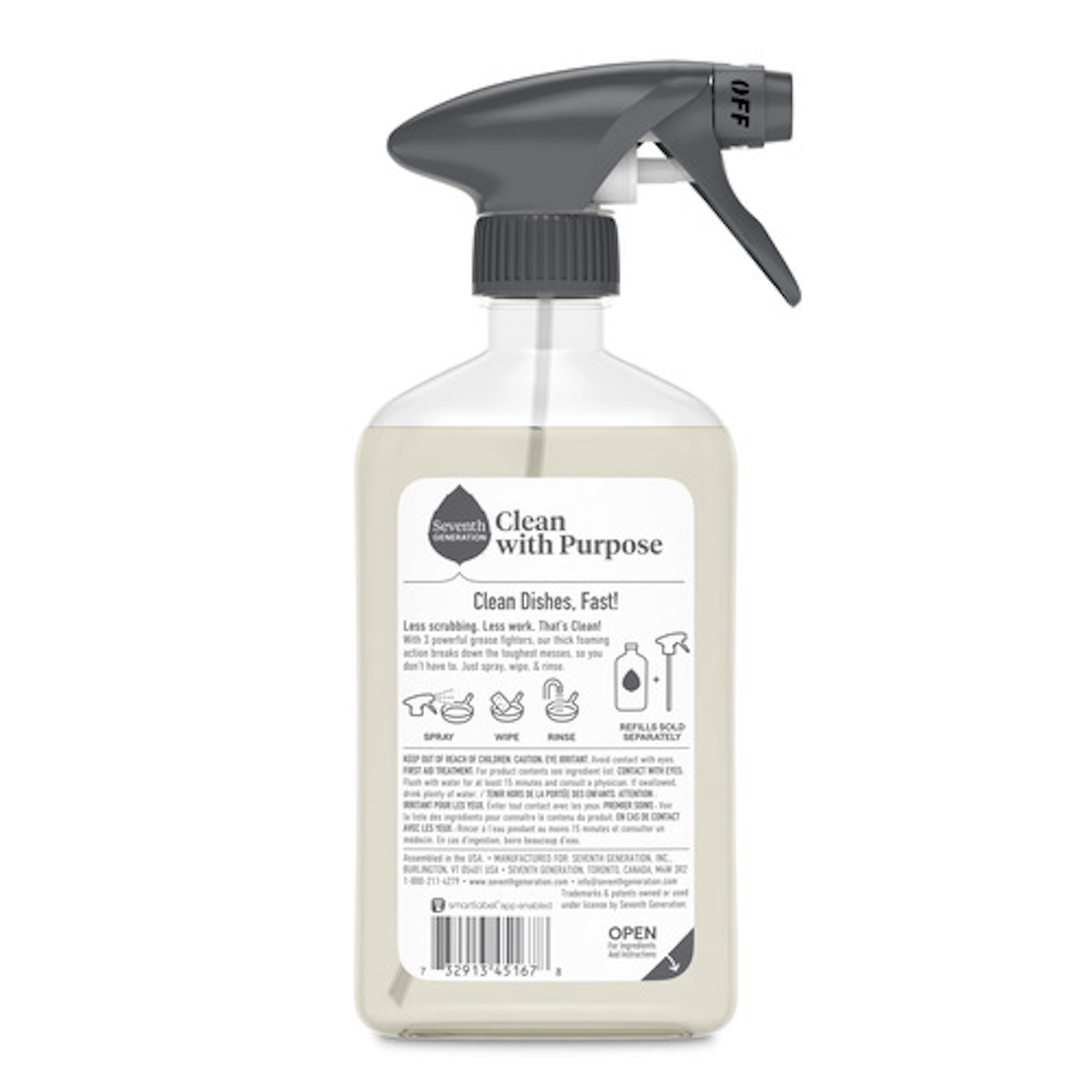 Seventh Generation Power+ Foaming Dish Soap Spray - Honey Crisp Apple Scent, 16 fl oz