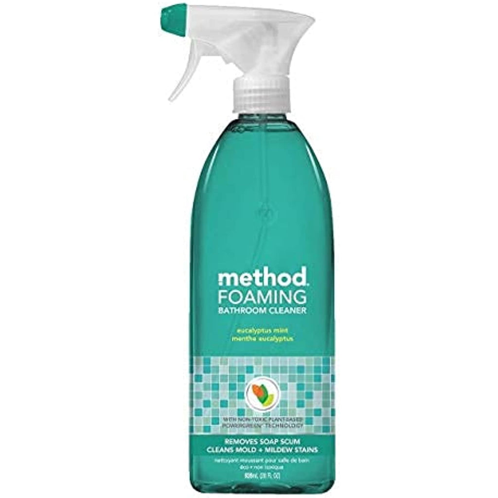 Method Bathroom Cleaning Bundle With One Method Daily Shower Cleaner - Eucalyptus Mint 28 Oz, One Method Foaming Tub And Tile Cleaner, Eucalyptus Mint 28 Oz, And One Pocket Microfiber Cleaning Towel