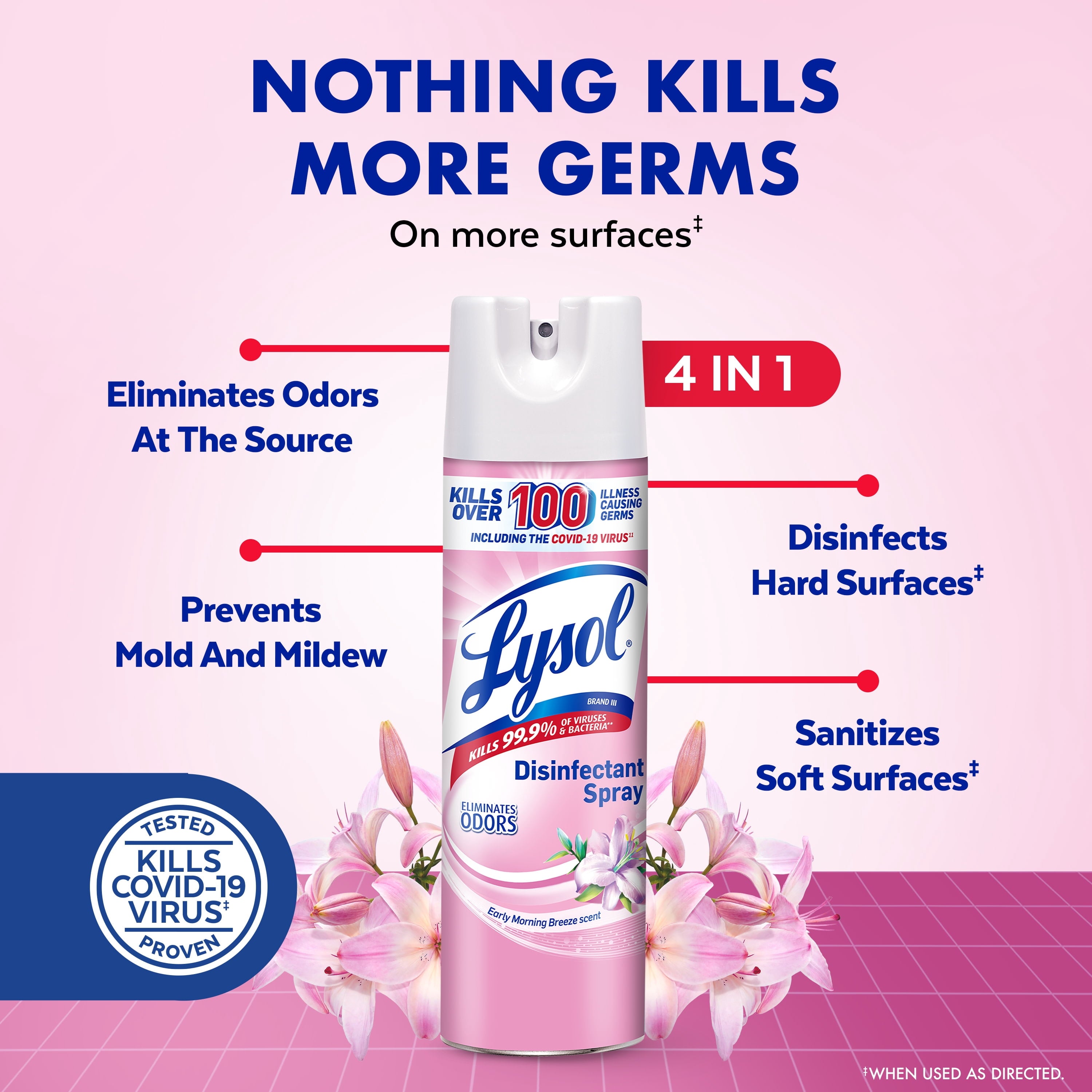 Lysol Disinfectant Spray - Sanitizing and Antibacterial Spray, Deodorizer, Early Morning Breeze, 19 oz