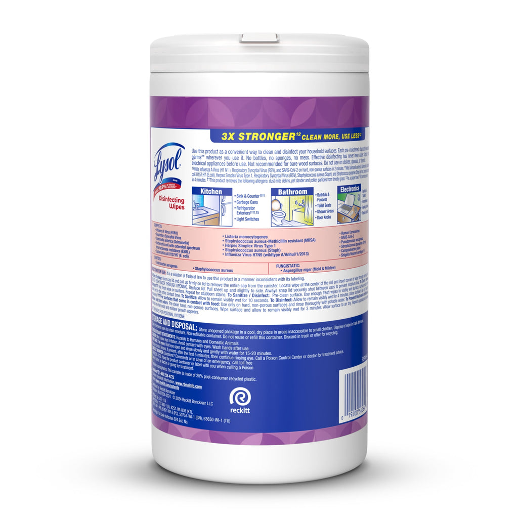 Lysol Disinfecting Wipes - All-Purpose Cleaner, Multi Surface Antibacterial Cleaning Wipes, Cleaning Supplies, Lavender & Cotton Blossom Scent, 80 Count