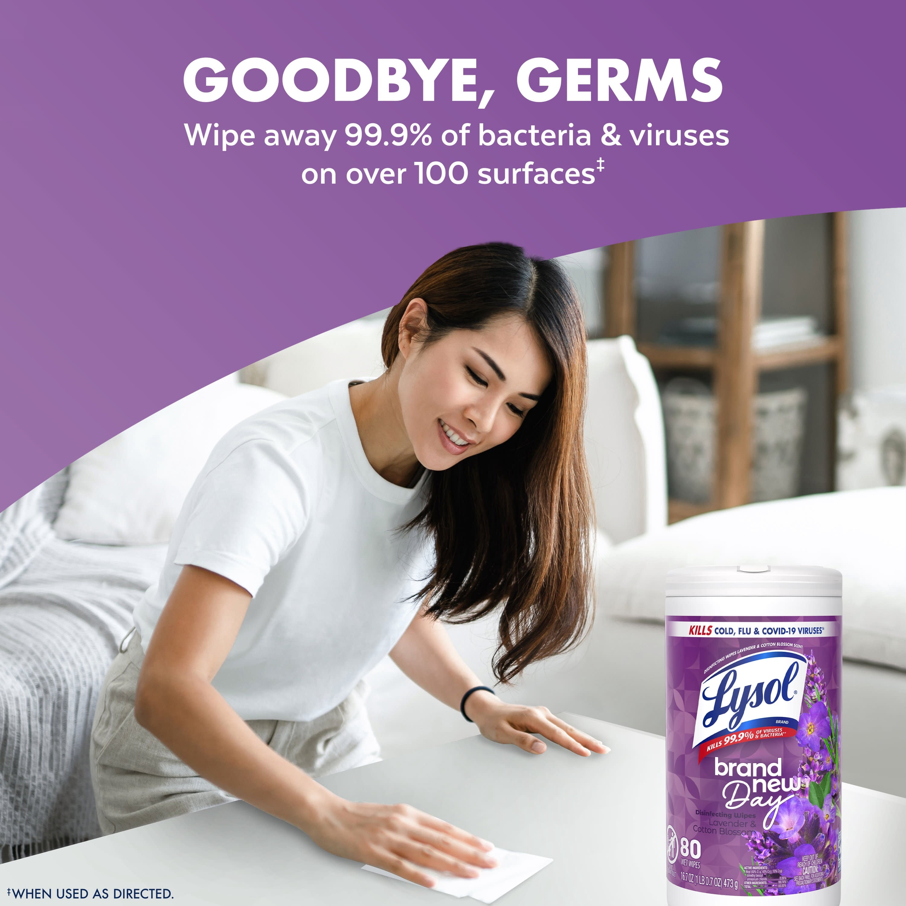 Lysol Disinfecting Wipes - All-Purpose Cleaner, Multi Surface Antibacterial Cleaning Wipes, Cleaning Supplies, Lavender + Mango Scents, 80 Count Each (Pack of 2) - 3-Pack