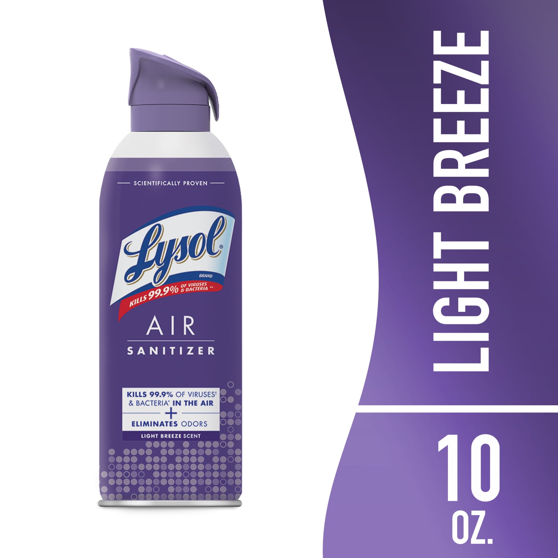 Lysol Air Sanitizer Spray for Air Sanitization and Bacterial Odor Elimination - Air Freshener Alternative, Light Breeze Scent, 10 oz - 3-Pack