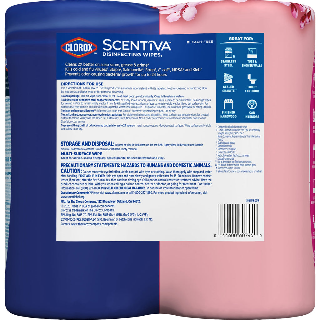 Clorox Scentiva Disinfecting Wipes - Value Pack, 75 Count Each, Pack of 2