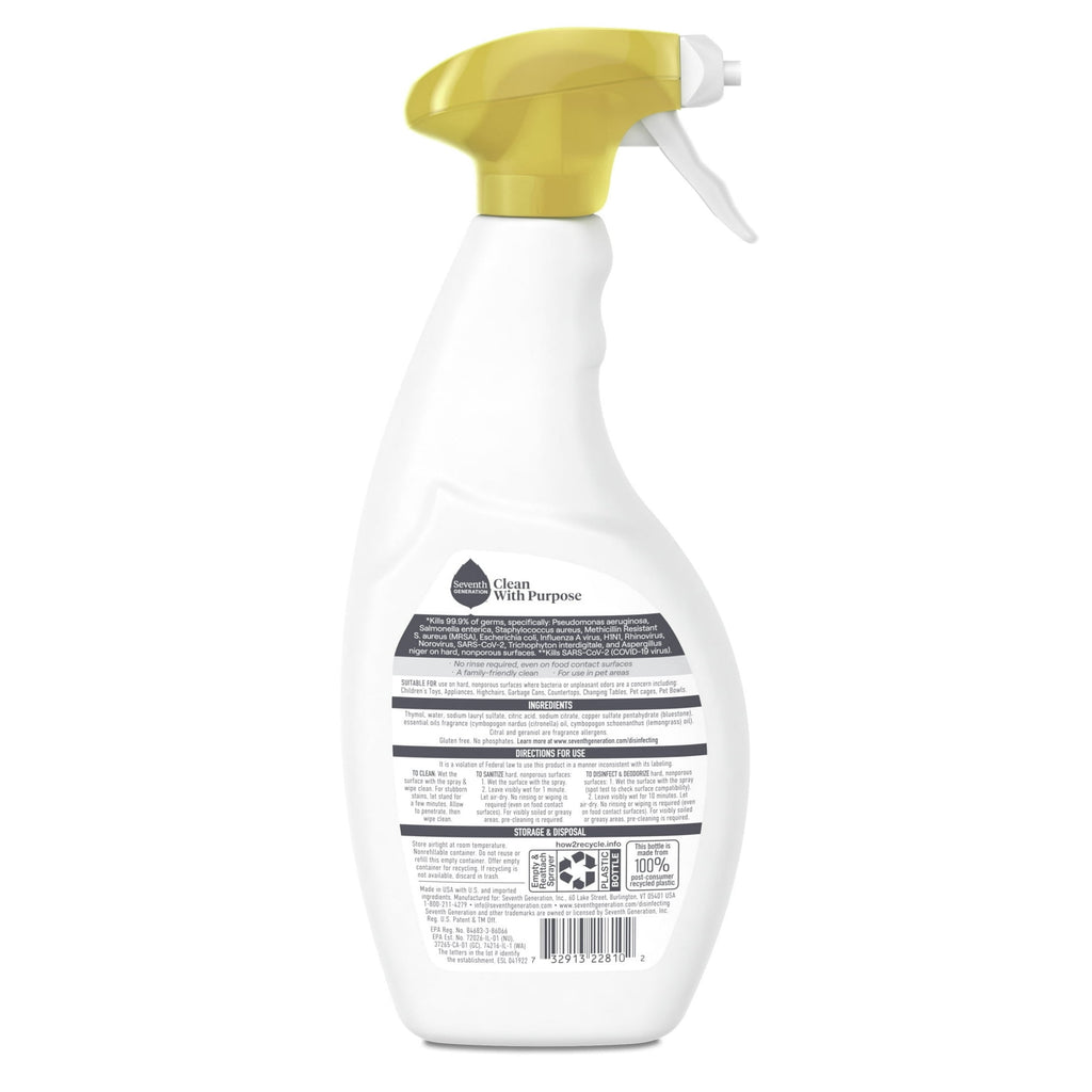 Seventh Generation Disinfectant Spray All-Purpose Cleaner Lemongrass Citrus - 26 fl oz