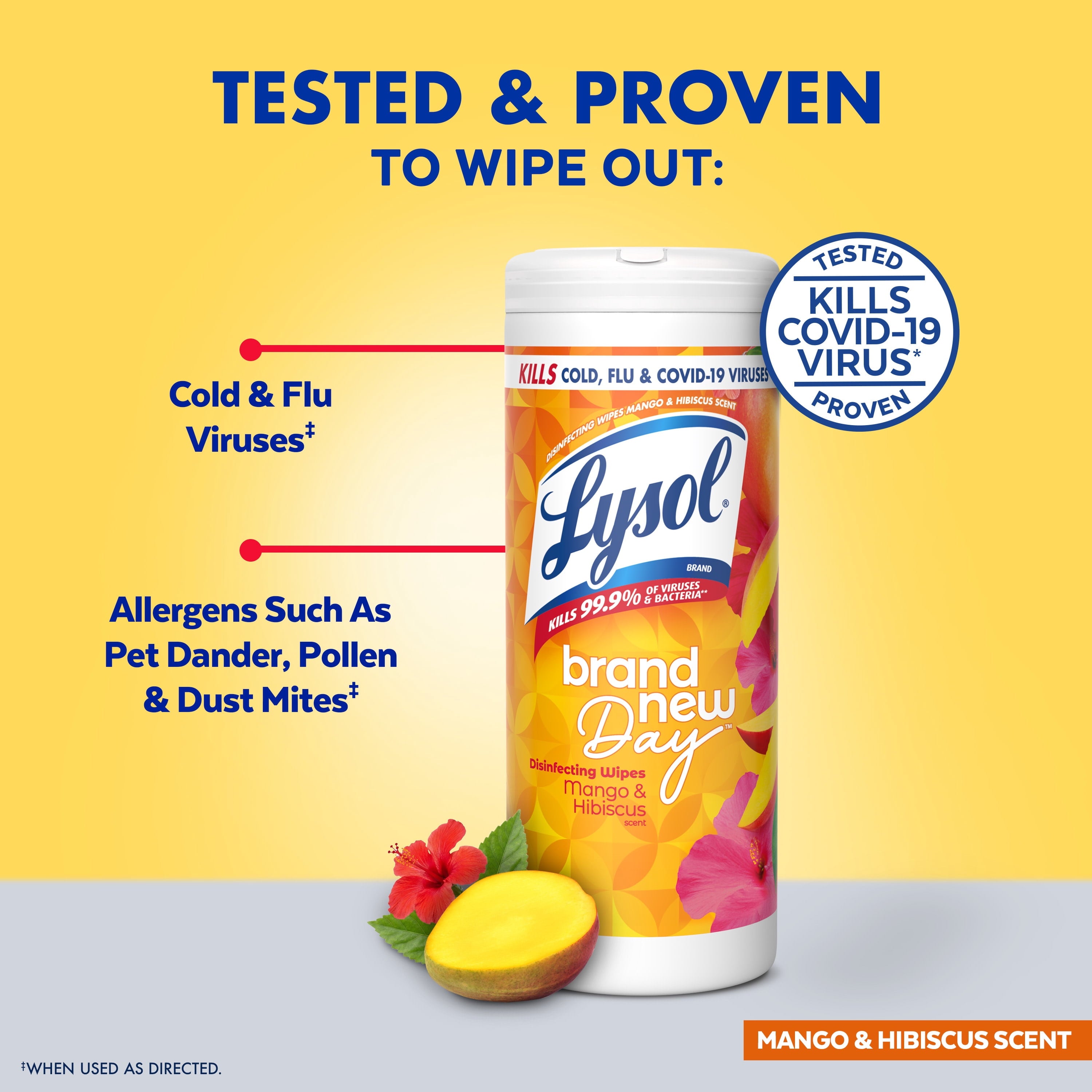 Lysol Disinfecting Wipes - All-Purpose Cleaner, Multi Surface Antibacterial Cleaning Wipes, Cleaning Supplies, Mango & Hibiscus Scent, 35 Count - 3-Pack