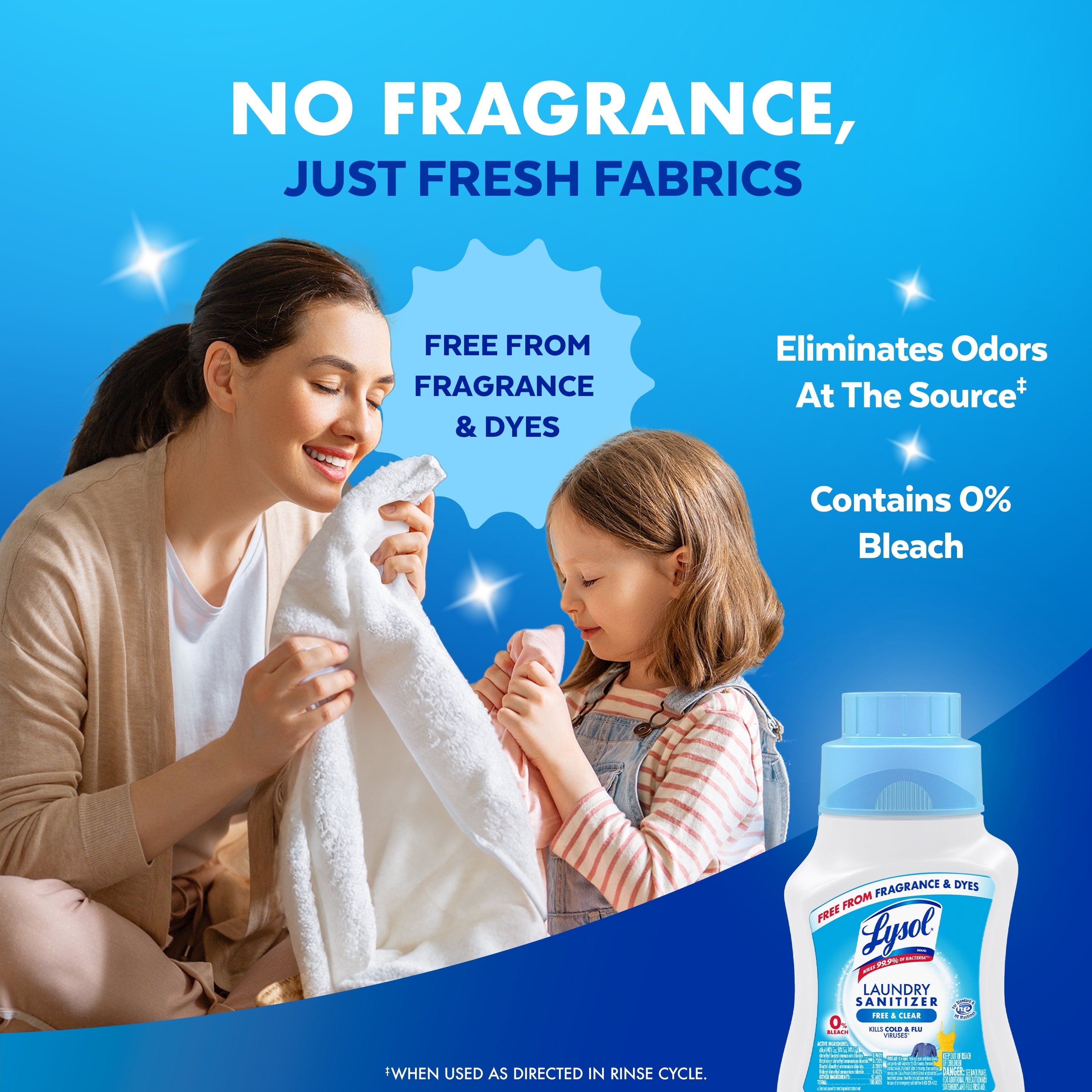 Lysol Laundry Sanitizer Additive - Odor Eliminating Liquids for Clothes and Linens, Unscented, 41 oz