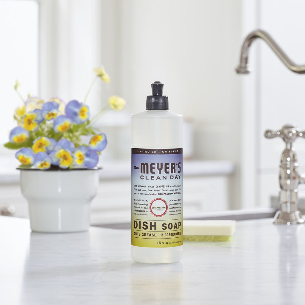 Mrs. Meyer's Clean Day Liquid Dish Soap - Compassion Flower Scent, 16 Fl Oz Bottle - 3-Pack