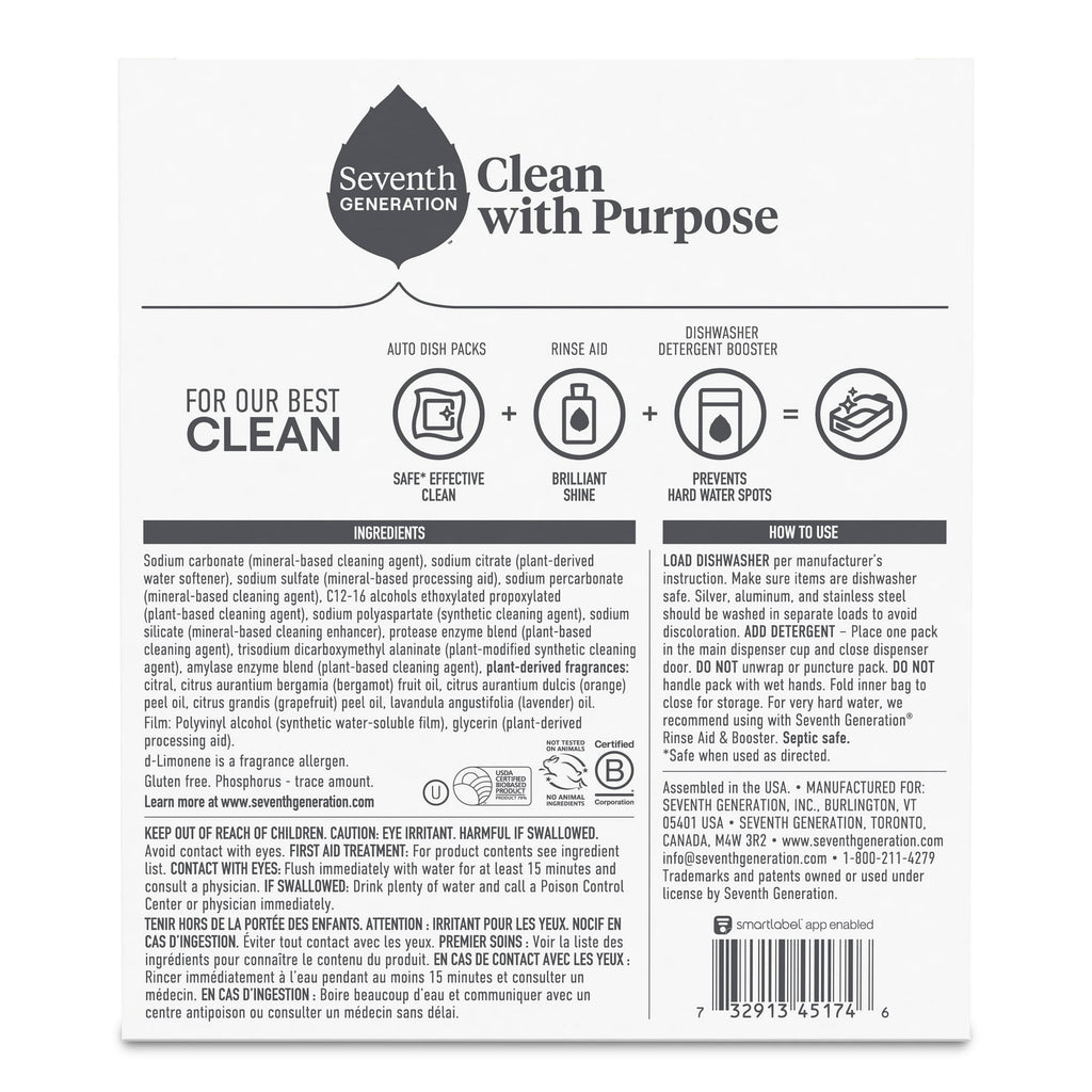Seventh Generation Power Plus Dishwasher Detergent Pods - Fresh Citrus, 40 Count